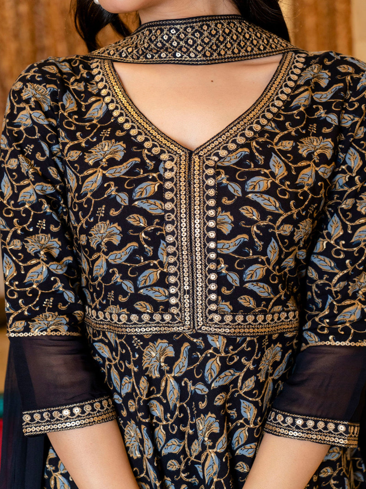 Rangvastra  Rayon Foil Floral Print Gown With Dupatta Set