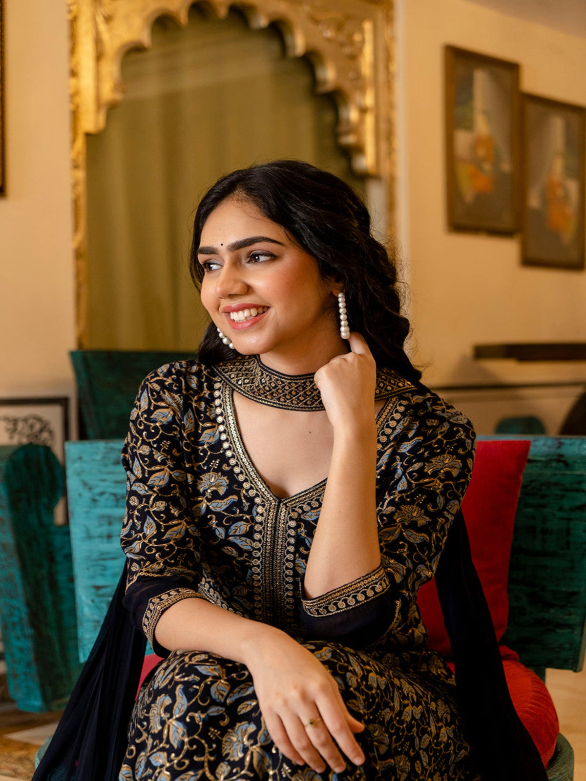 Rangvastra  Rayon Foil Floral Print Gown With Dupatta Set