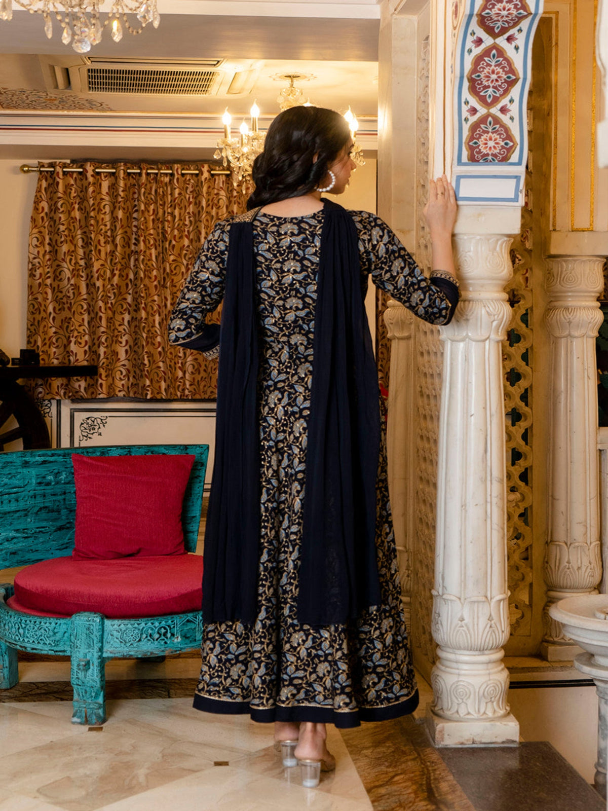 Rangvastra  Rayon Foil Floral Print Gown With Dupatta Set