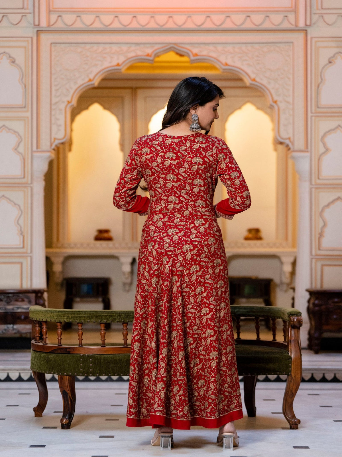 Rangvastra  Rayon Foil Floral Print Gown With Dupatta Set