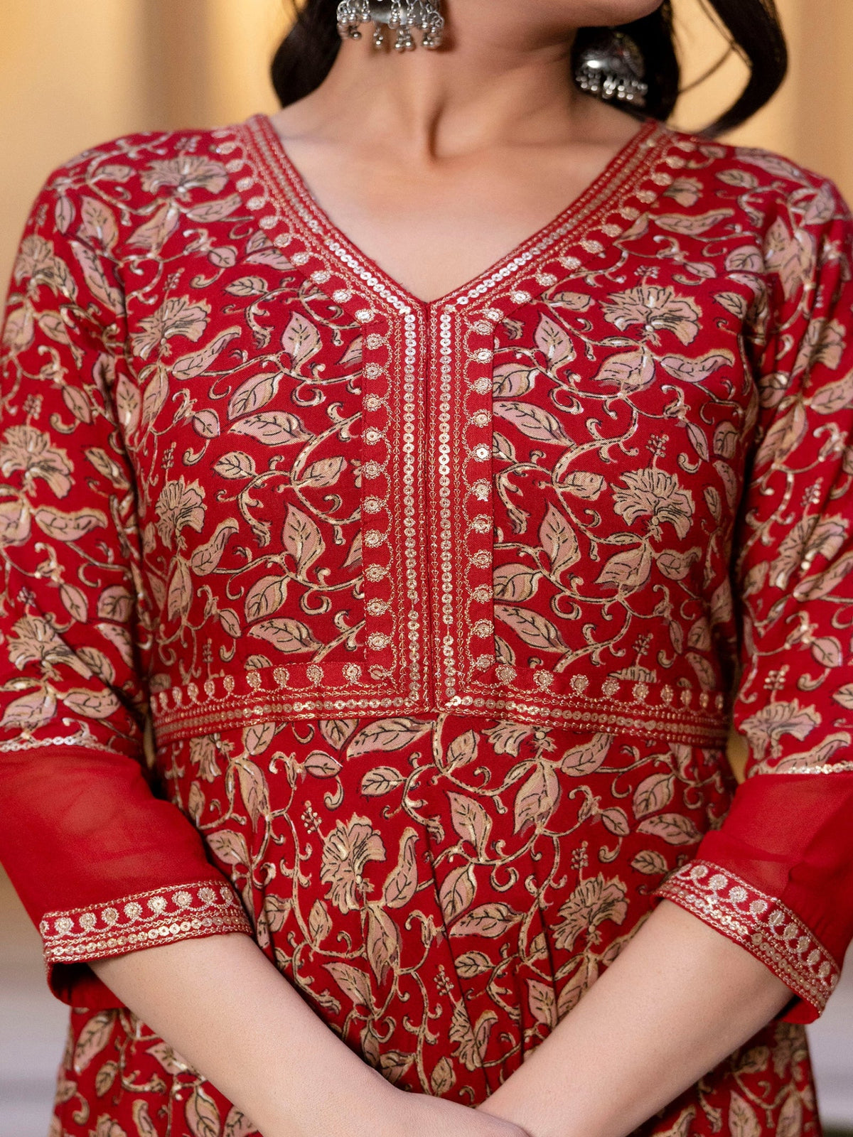 Rangvastra  Rayon Foil Floral Print Gown With Dupatta Set