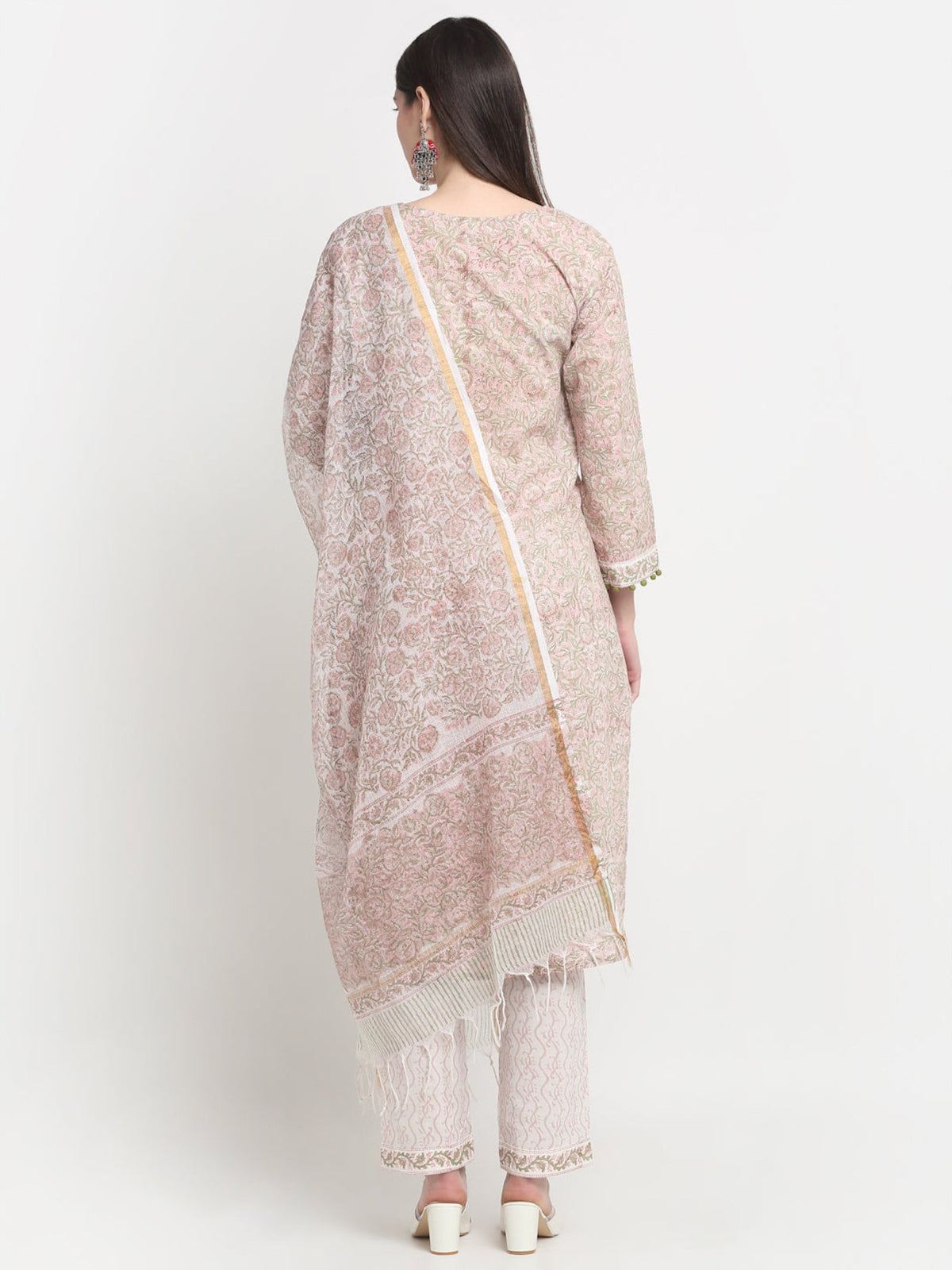 Rangvastra Cotton Peach Hand Block Printed Kurta Set