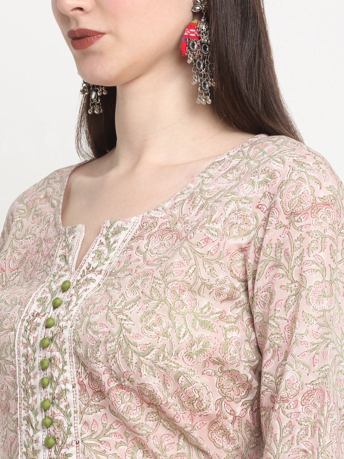 Rangvastra Cotton Peach Hand Block Printed Kurta Set