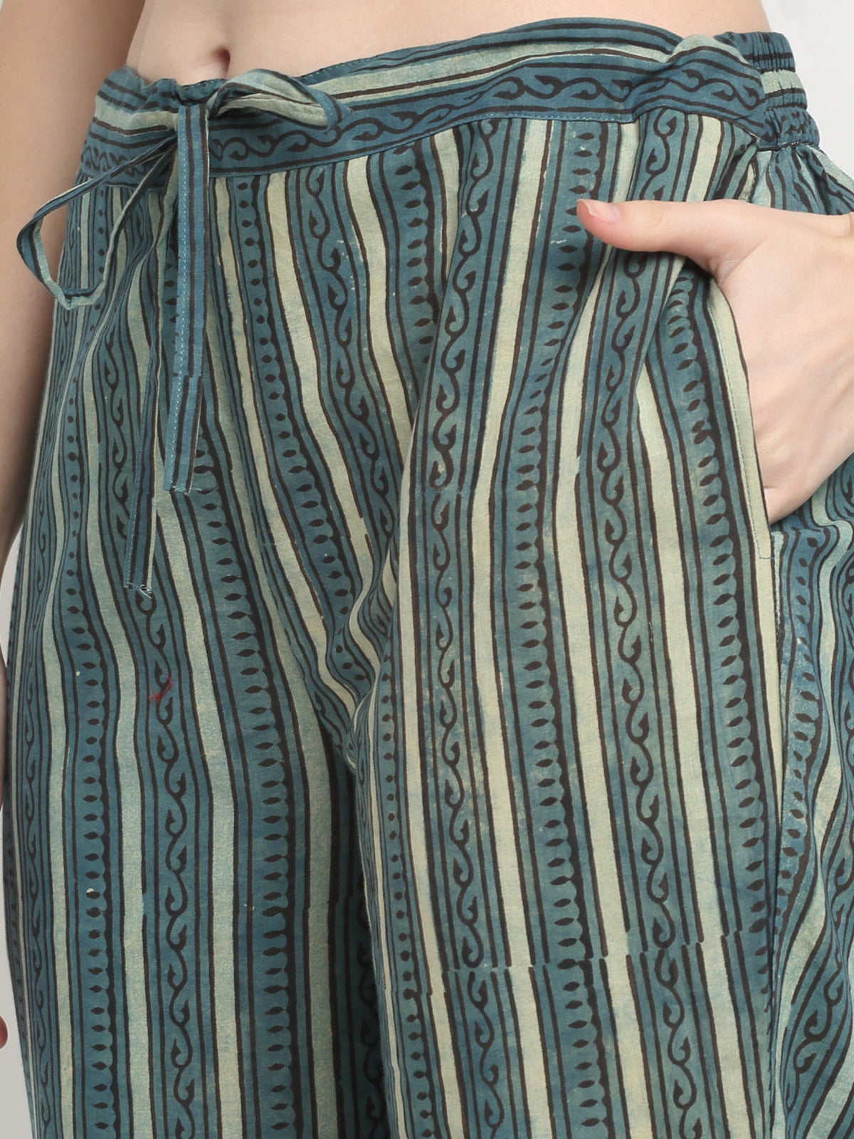 Rangvastra Cotton Green Hand Block Floral Printed Kurta Set