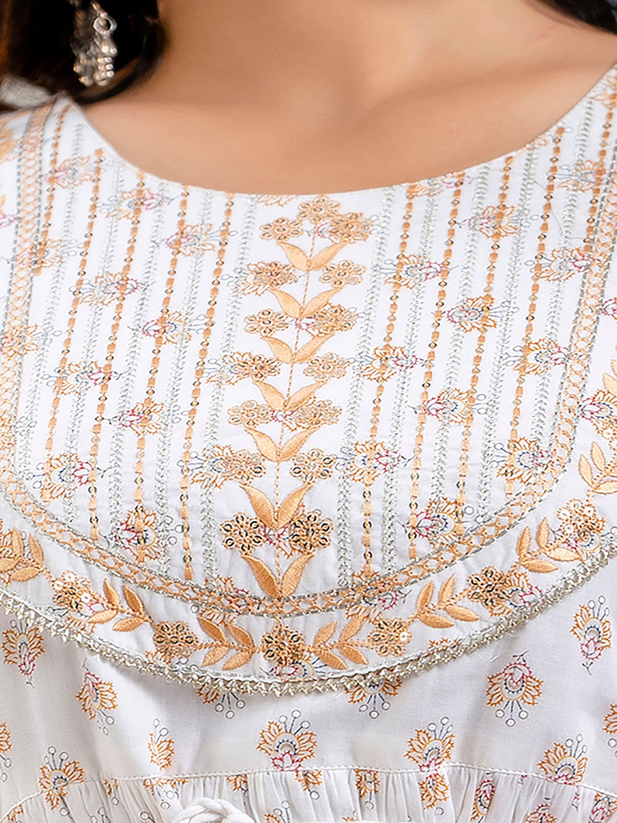 Rangvastra Bronze Printed Malmal Long Gown
