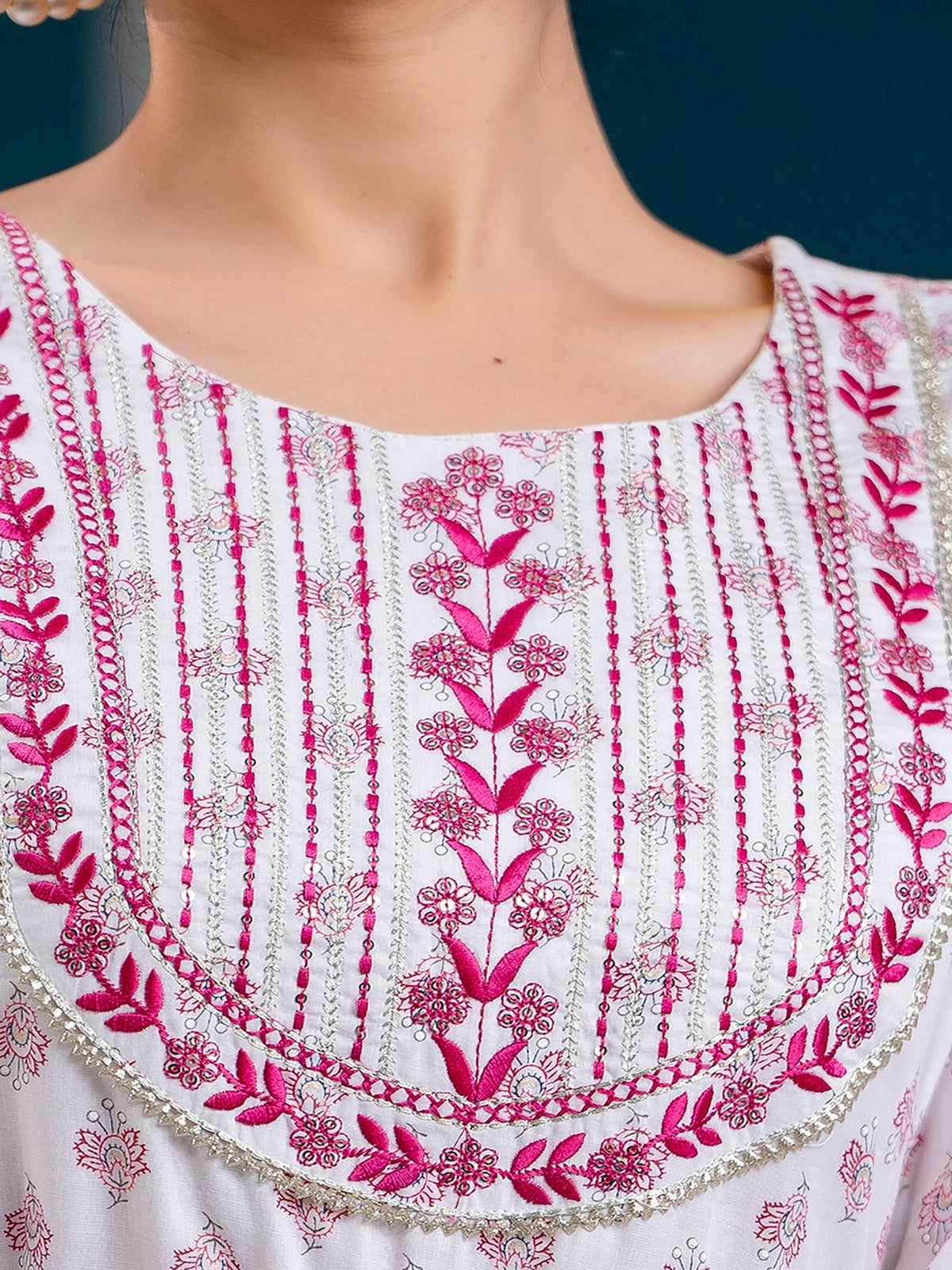 Rangvastra Pink Printed Malmal Long Gown