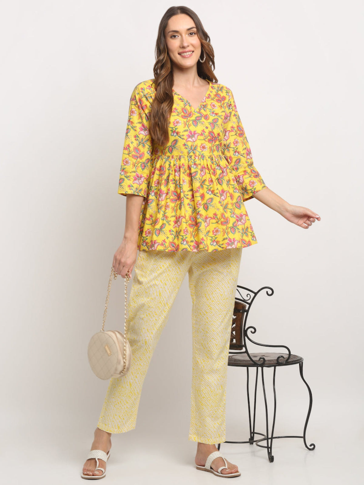 Rangvastra Yellow Floral Printed Co-Ord Set