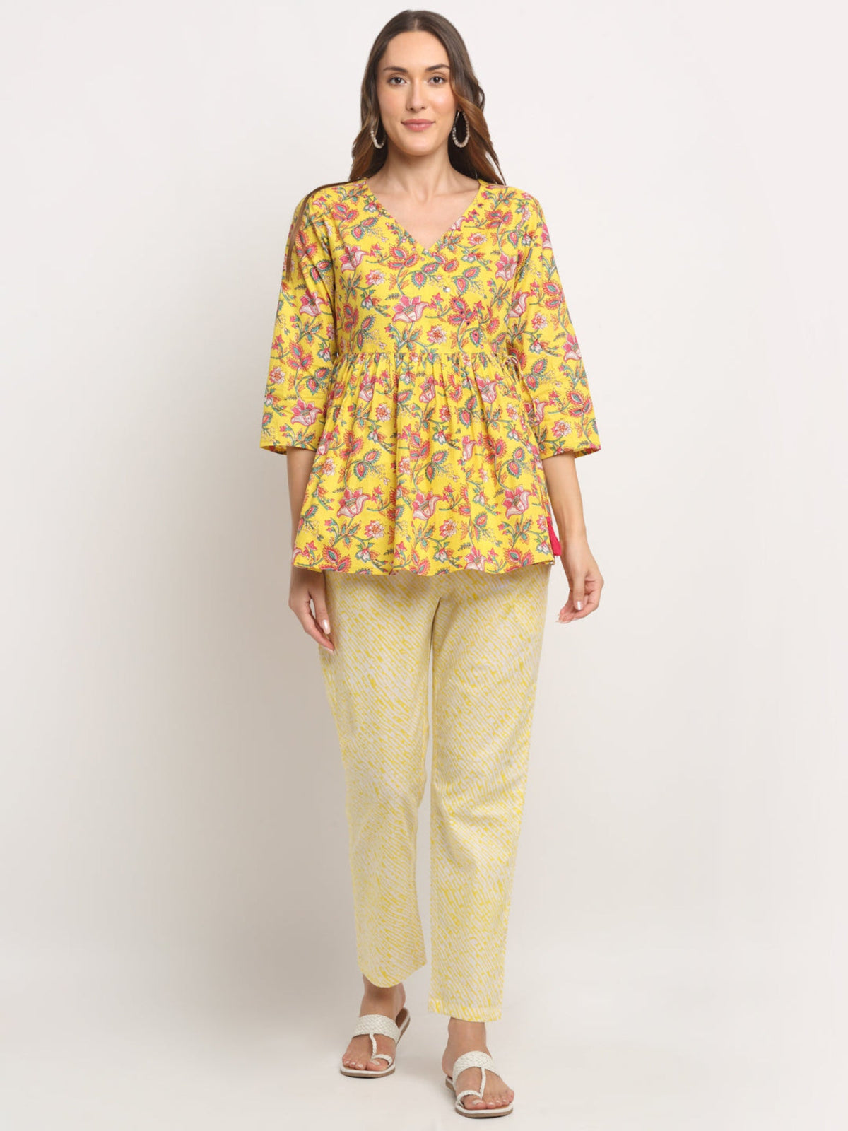 Rangvastra Yellow Floral Printed Co-Ord Set