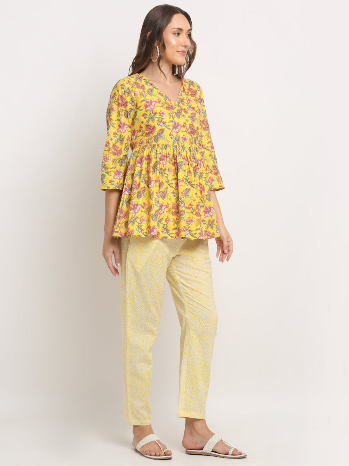 Rangvastra Yellow Floral Printed Co-Ord Set