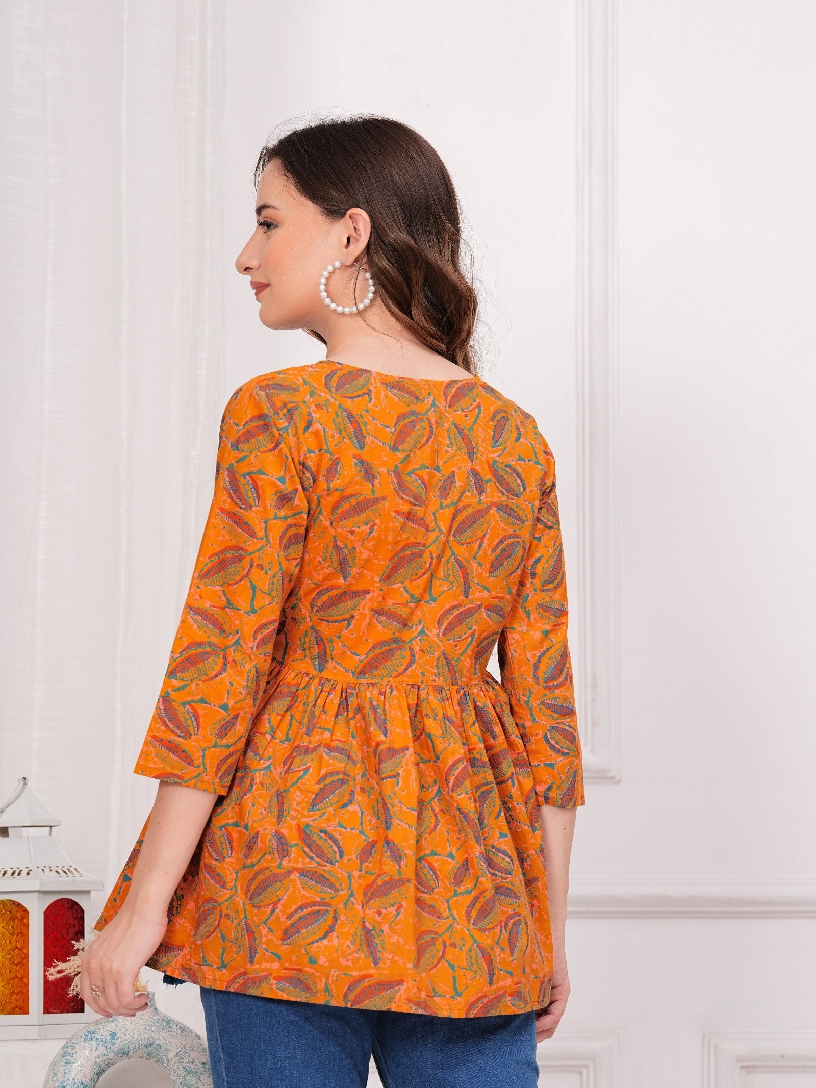 Rangvastra Mustard Floral Printed Top