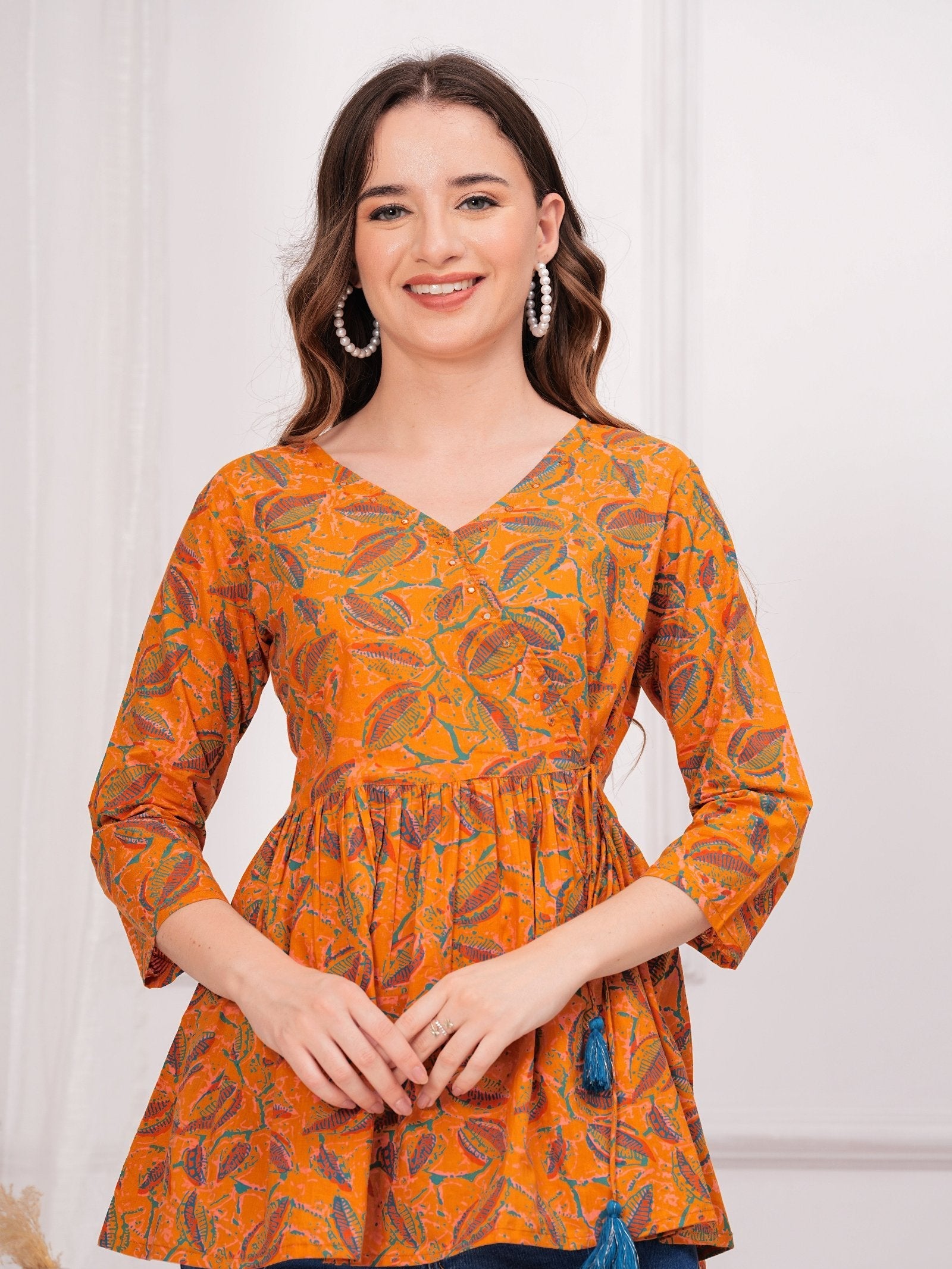 Rangvastra Mustard Floral Printed Top