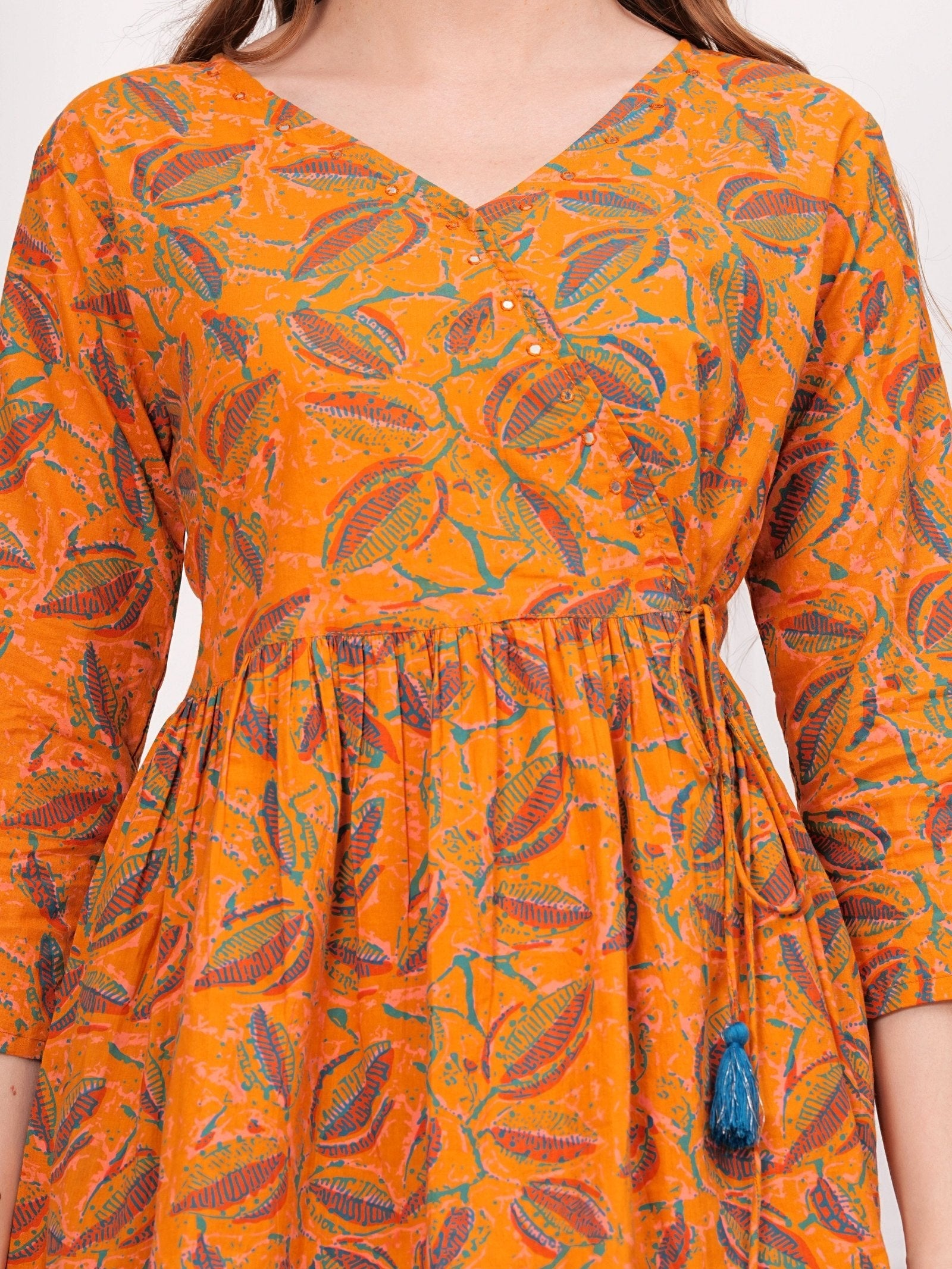 Rangvastra Mustard Floral Printed Top