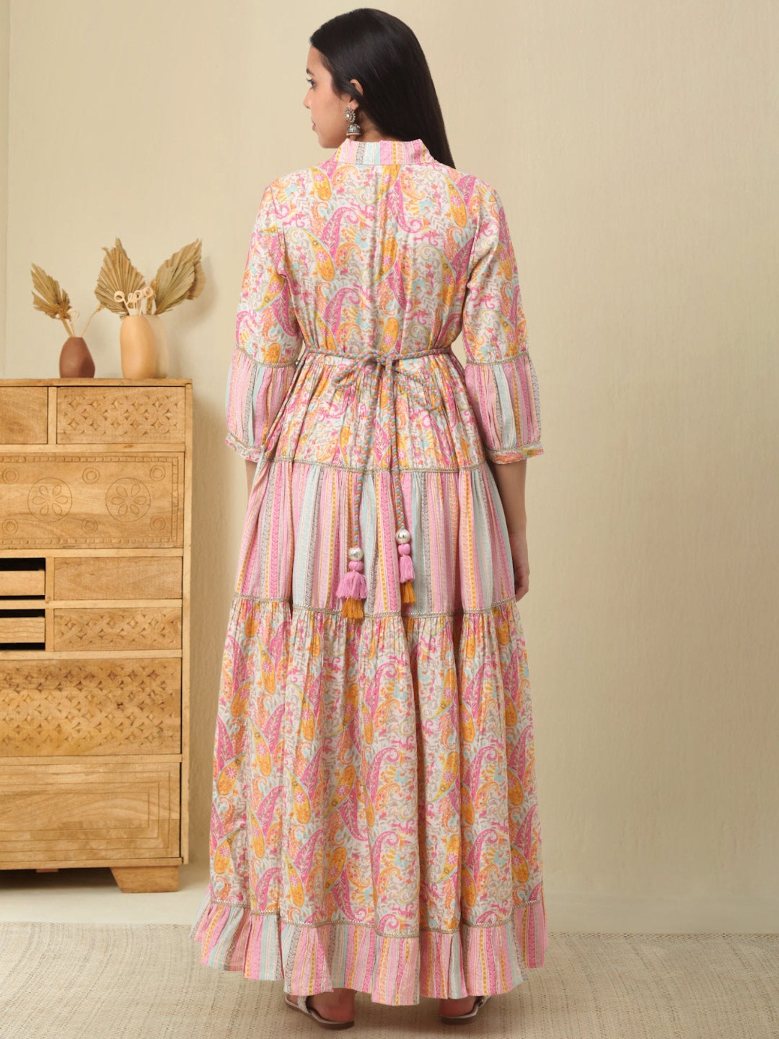 Rangvastra Chanderi Ethnic Motifs Printed Kurta Gown