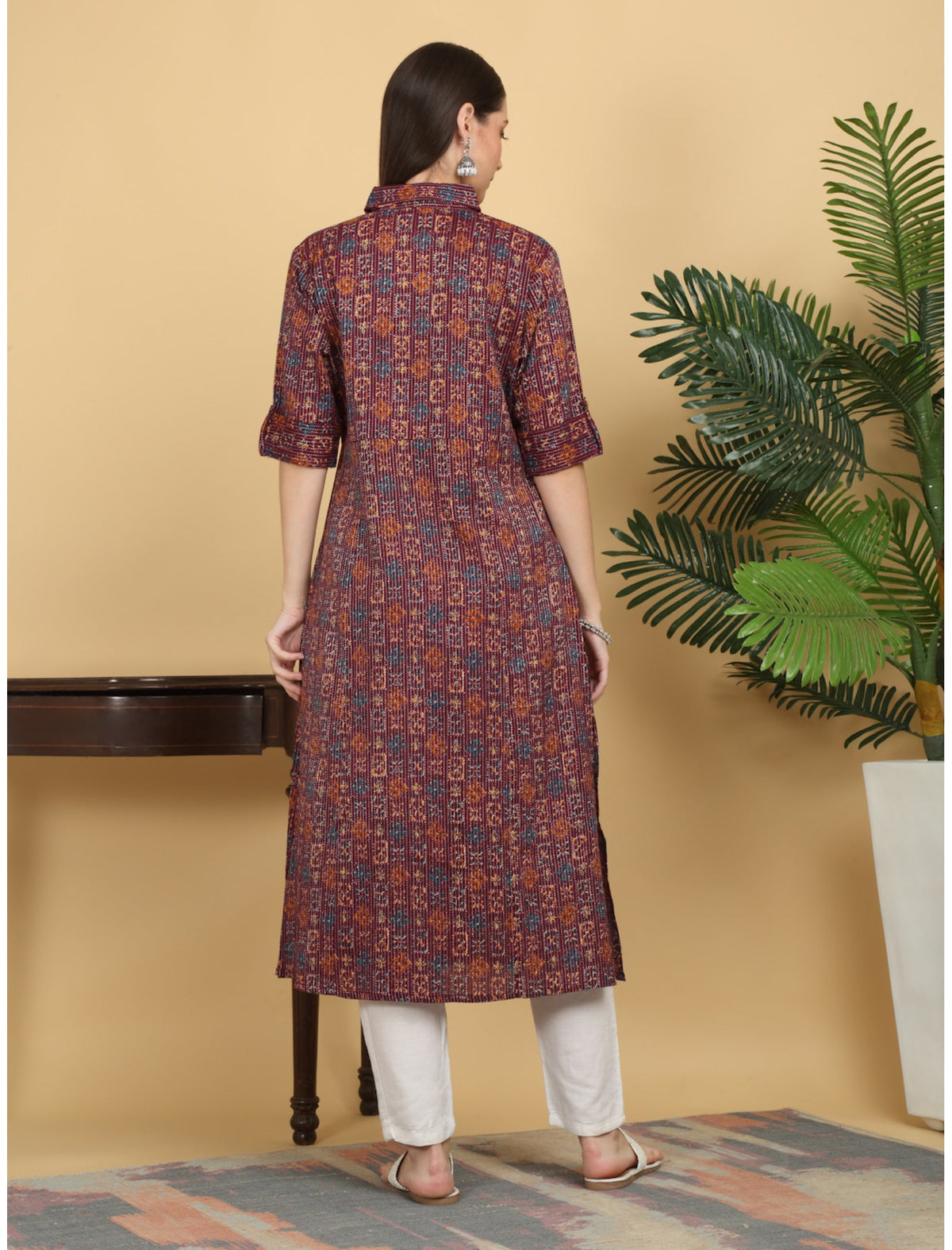 Rangvastra Cotton Kantha Ethnic Motifs Printed Straight Kurta