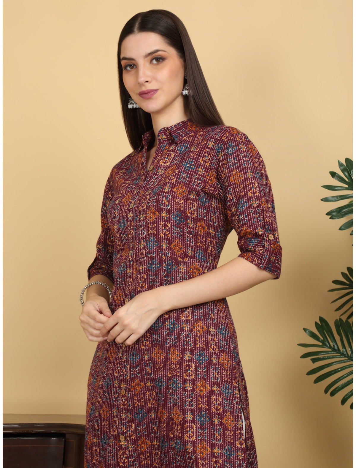 Rangvastra Cotton Kantha Ethnic Motifs Printed Straight Kurta