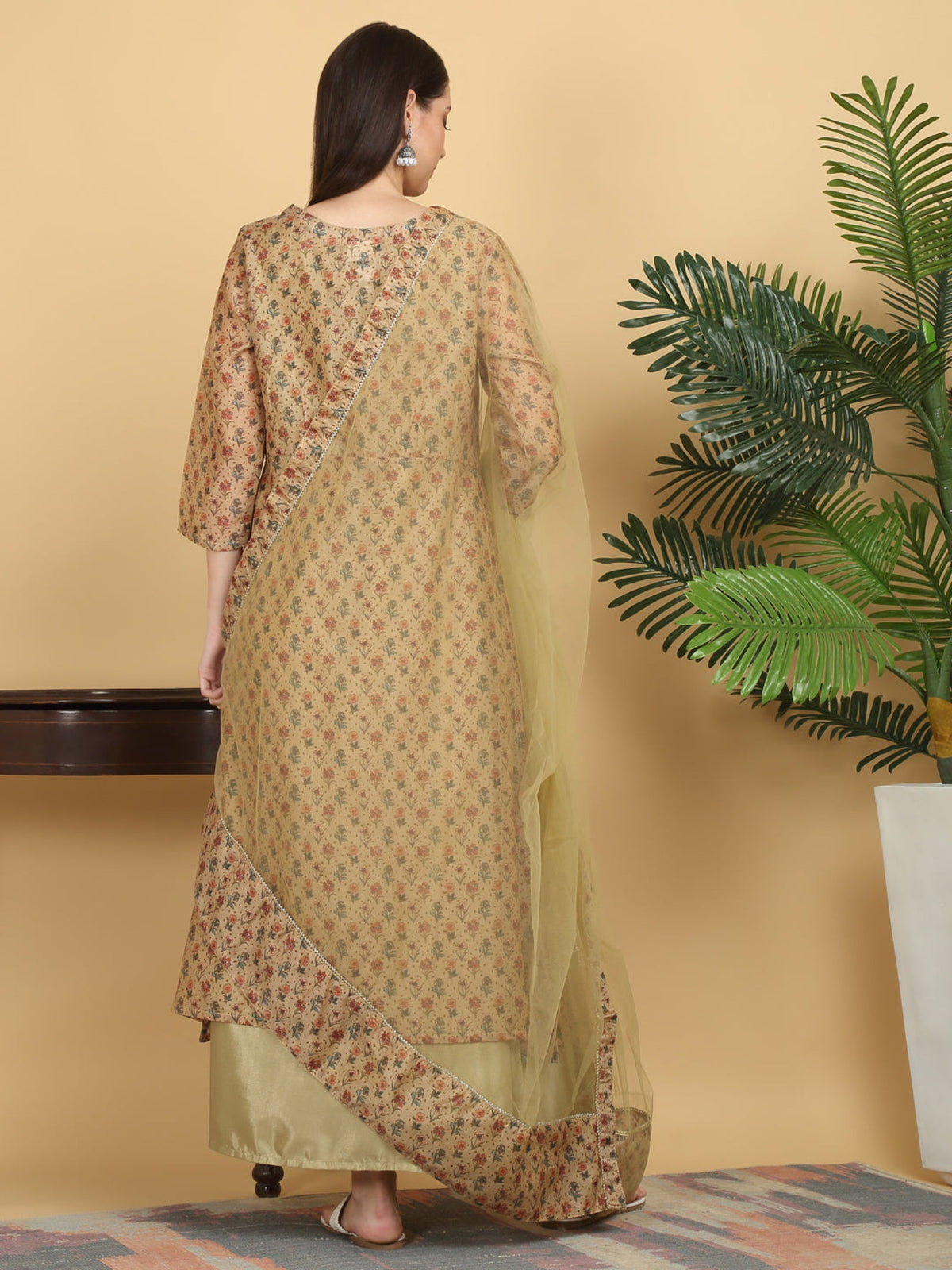 Rangvastra Green Floral Print Ankle Length Kurta Set with Dupatta