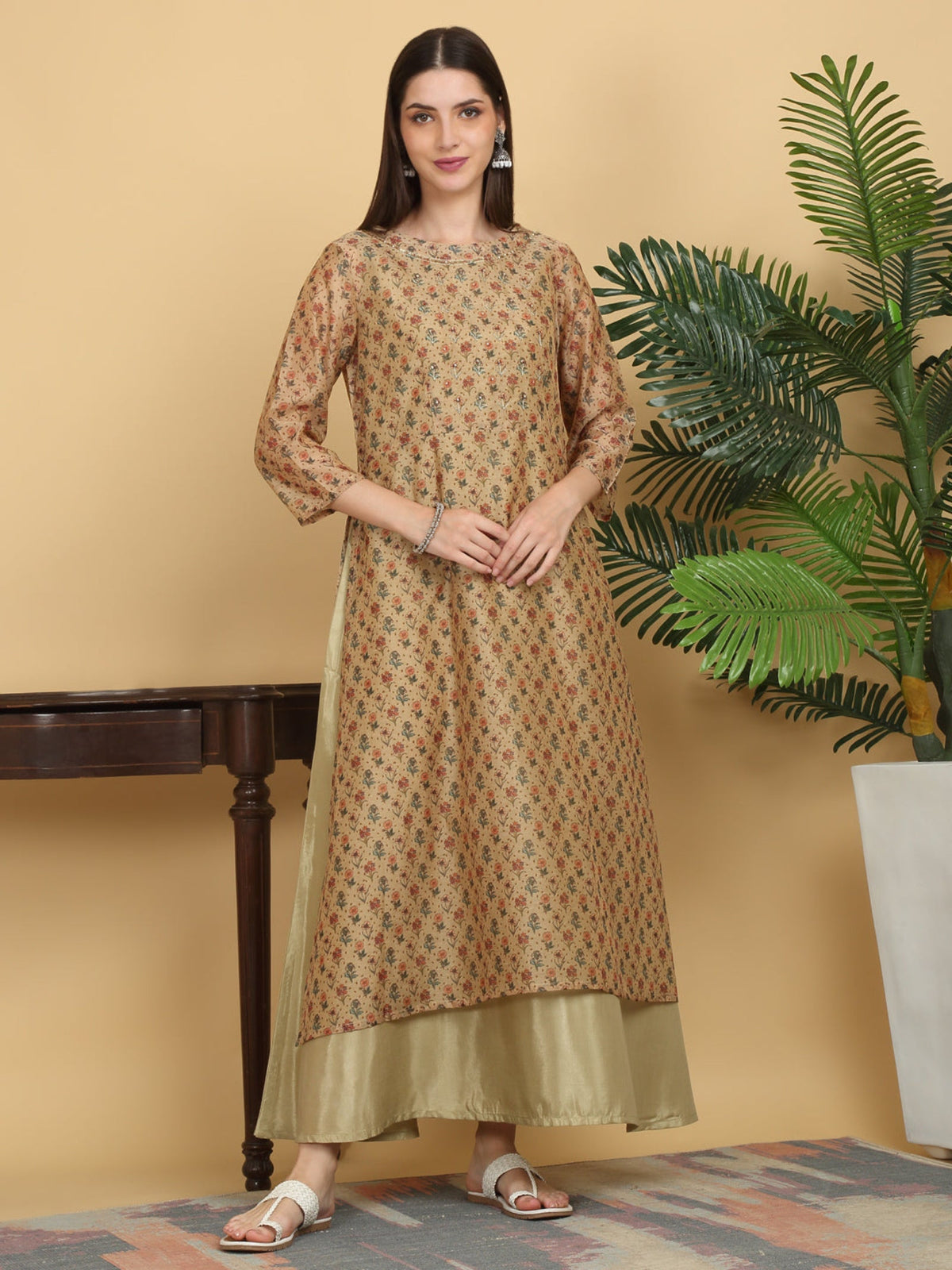 Rangvastra Green Floral Print Ankle Length Kurta Set with Dupatta
