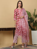 Rangvastra Cotton Red Hand Block Floral Printed Kurta Set