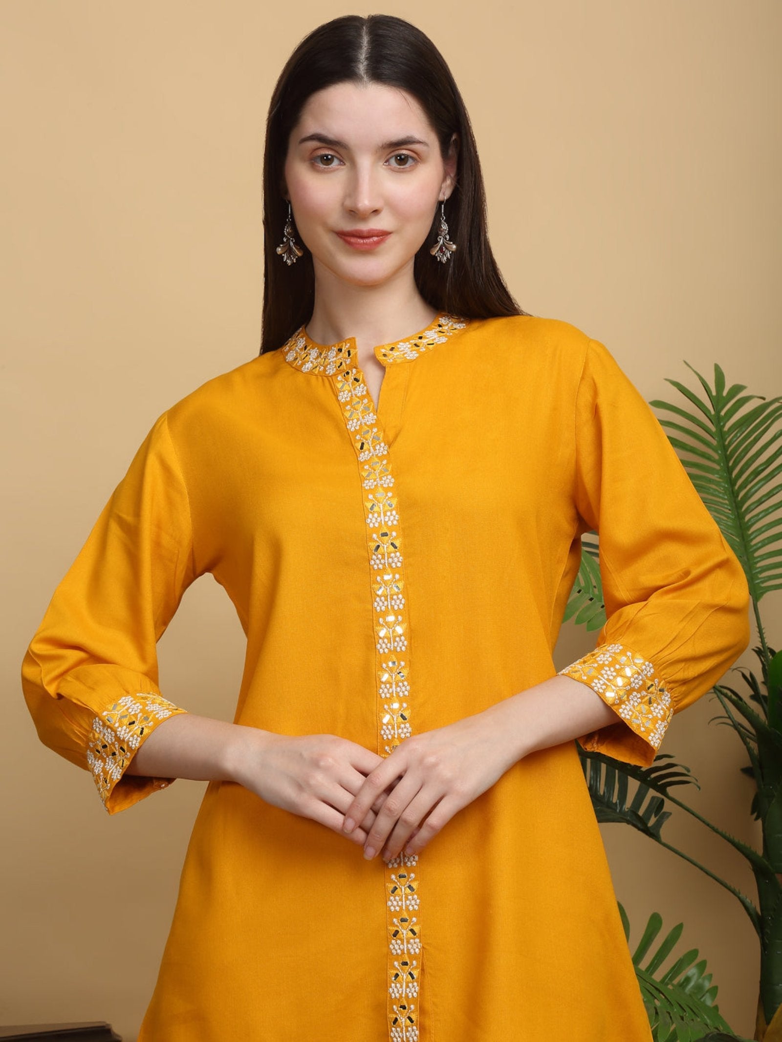 Rangvastra Rayon Solid Print Embroidery Co-Ord Set