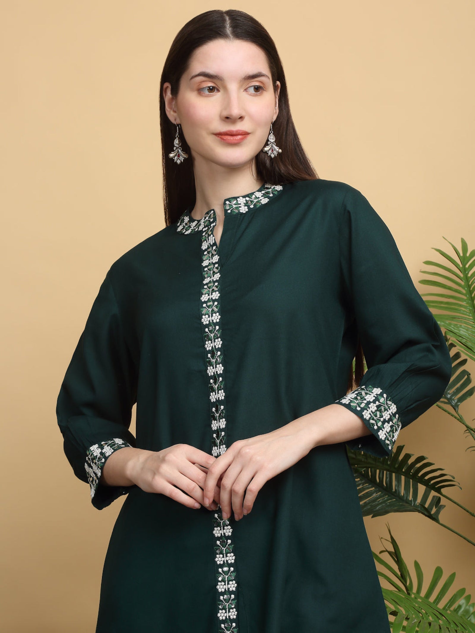 Rangvastra Rayon Solid Print Embroidery Co-Ord Set