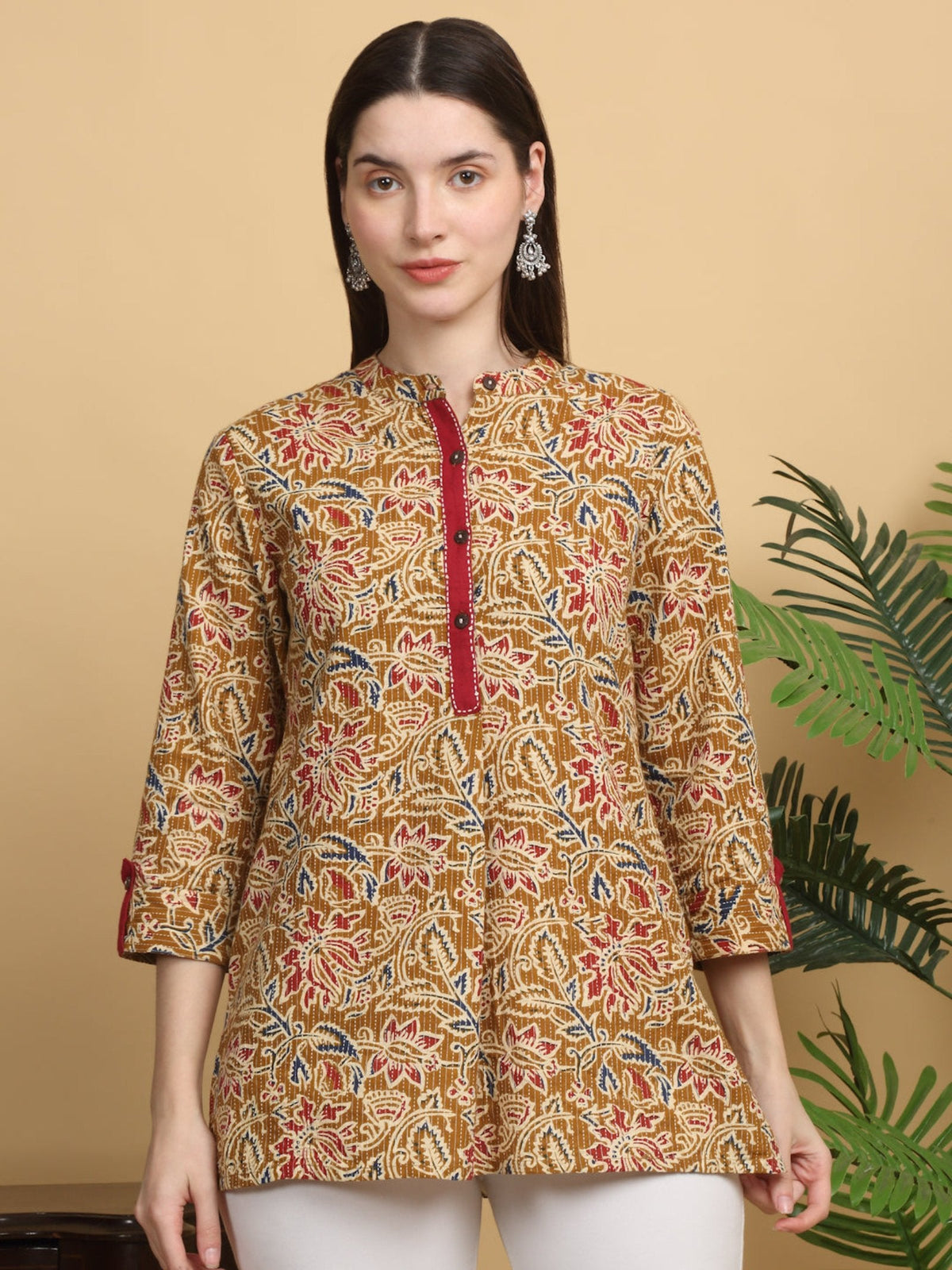 Rangvastra Mustard Printed Top