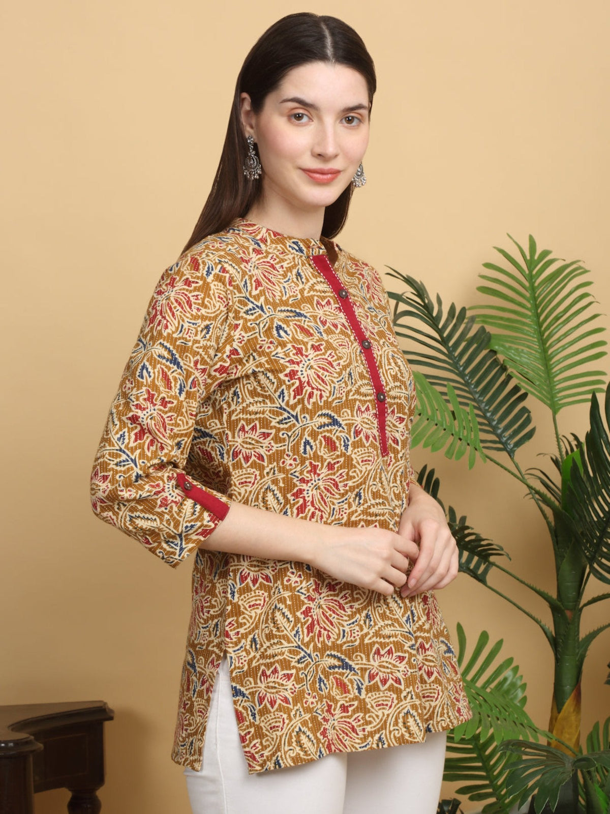 Rangvastra Mustard Printed Top