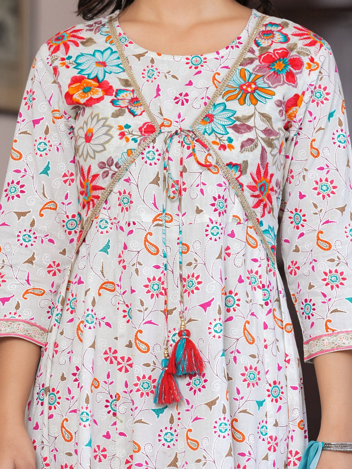 Rangvastra Cotton Printed Foil Kurta With Dupatta Set