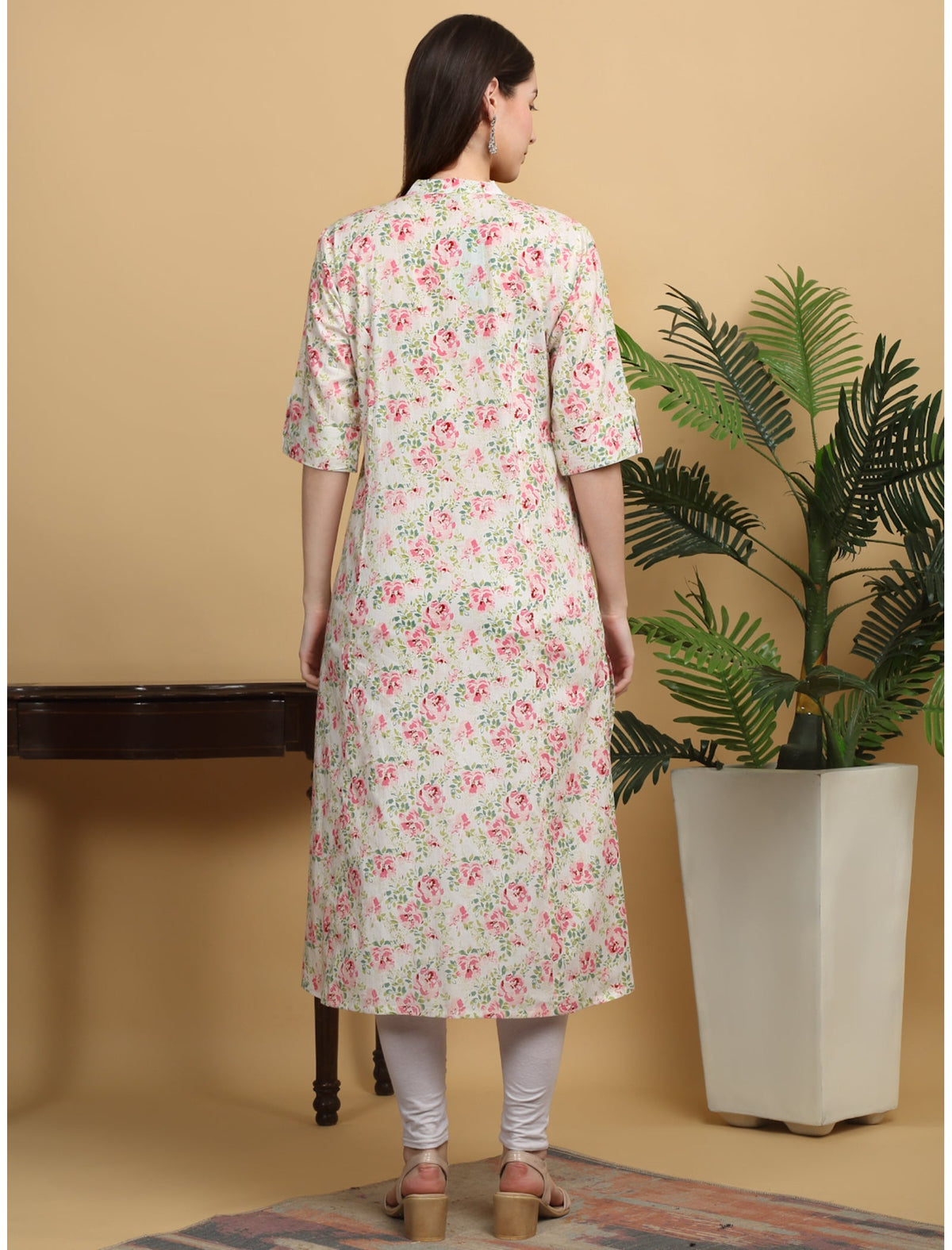 Rangvastra Cotton Floral Printed with Button Work Kurta