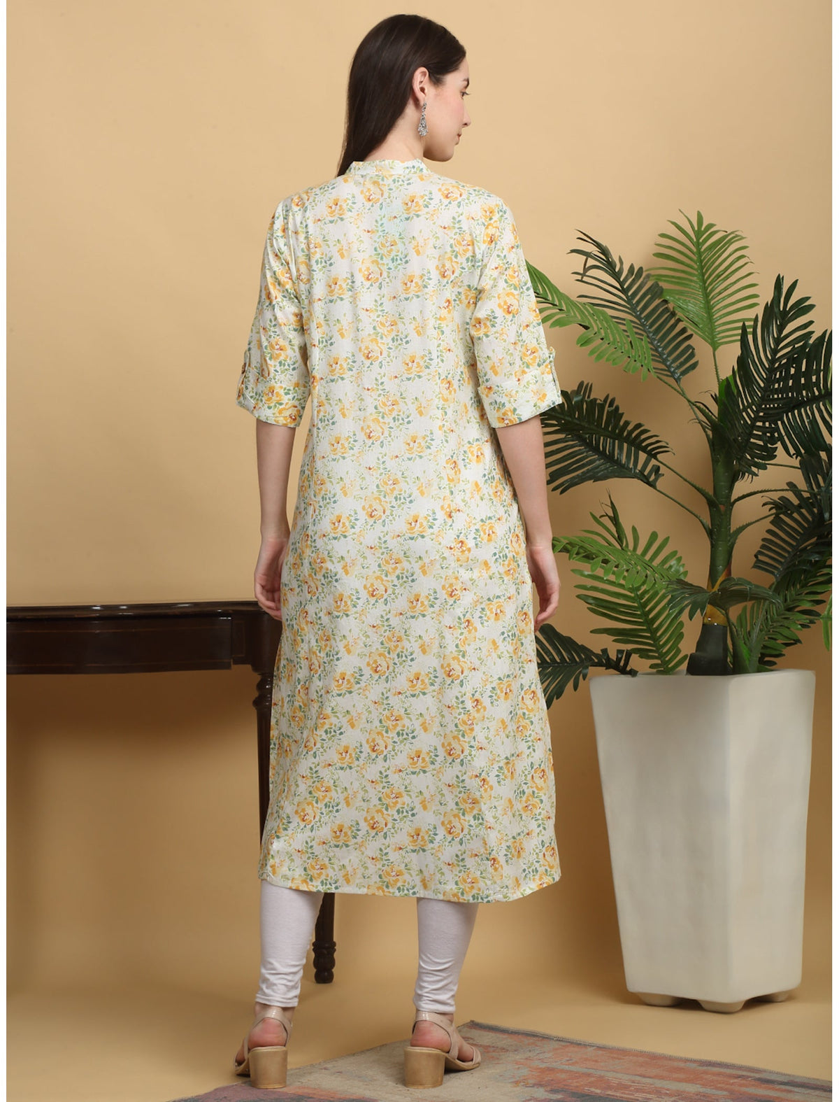 Rangvastra Cotton Floral Printed with Button Work Kurta