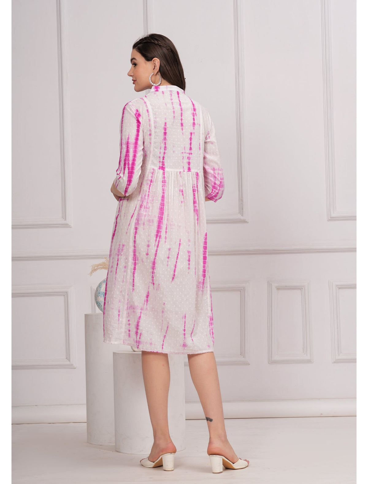 Rangvastra Cotton Shibhori Tie Dye Printed  Embroidery and Mirror Work A-Line Kurta