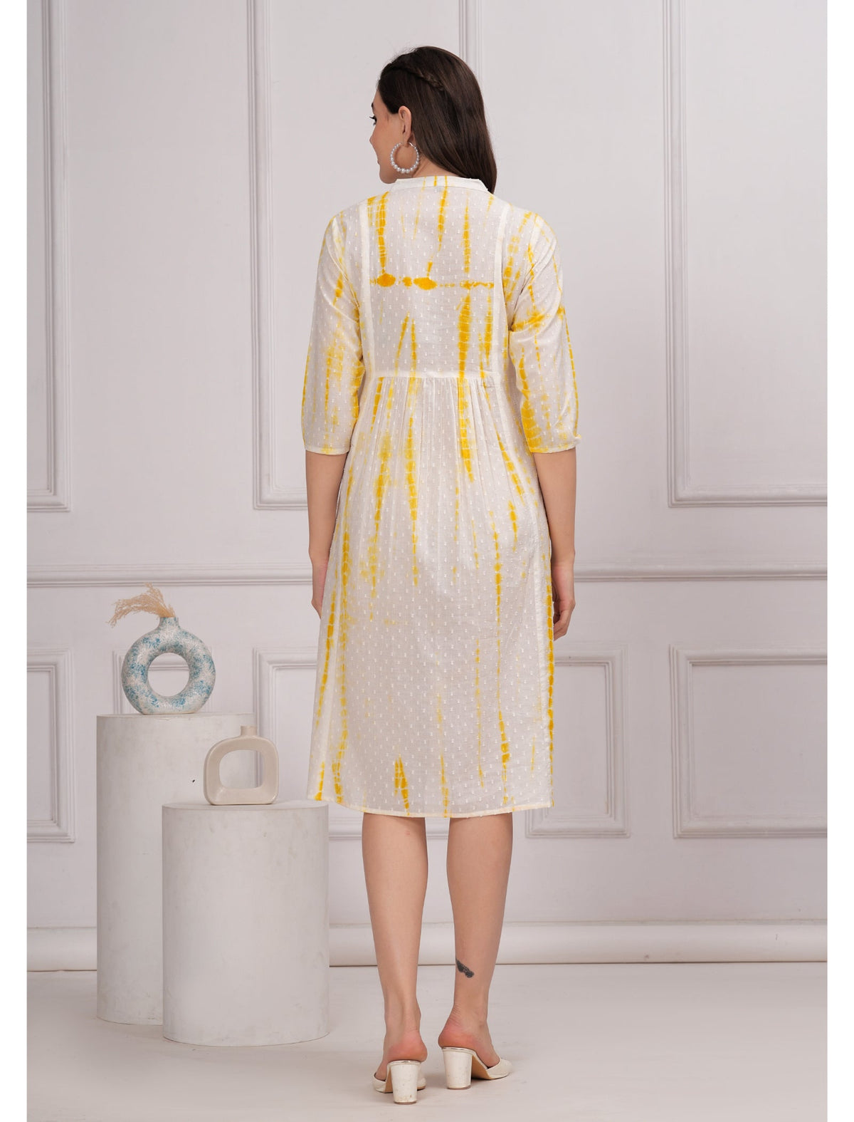 Rangvastra Cotton Shibhori Tie Dye Printed  Embroidery and Mirror Work A-Line Kurta