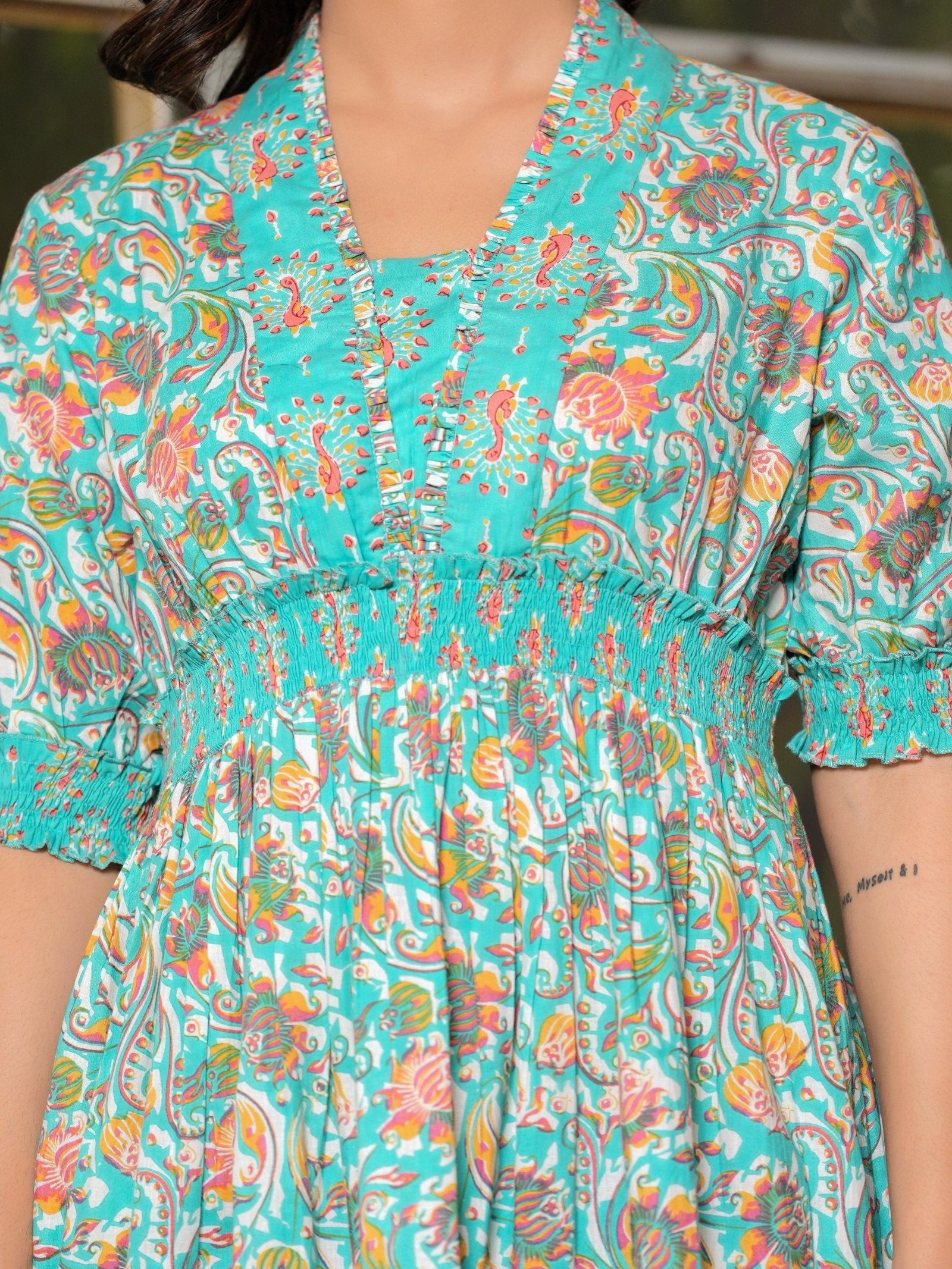 Rangvastra Cotton Floral Tiered Kurta