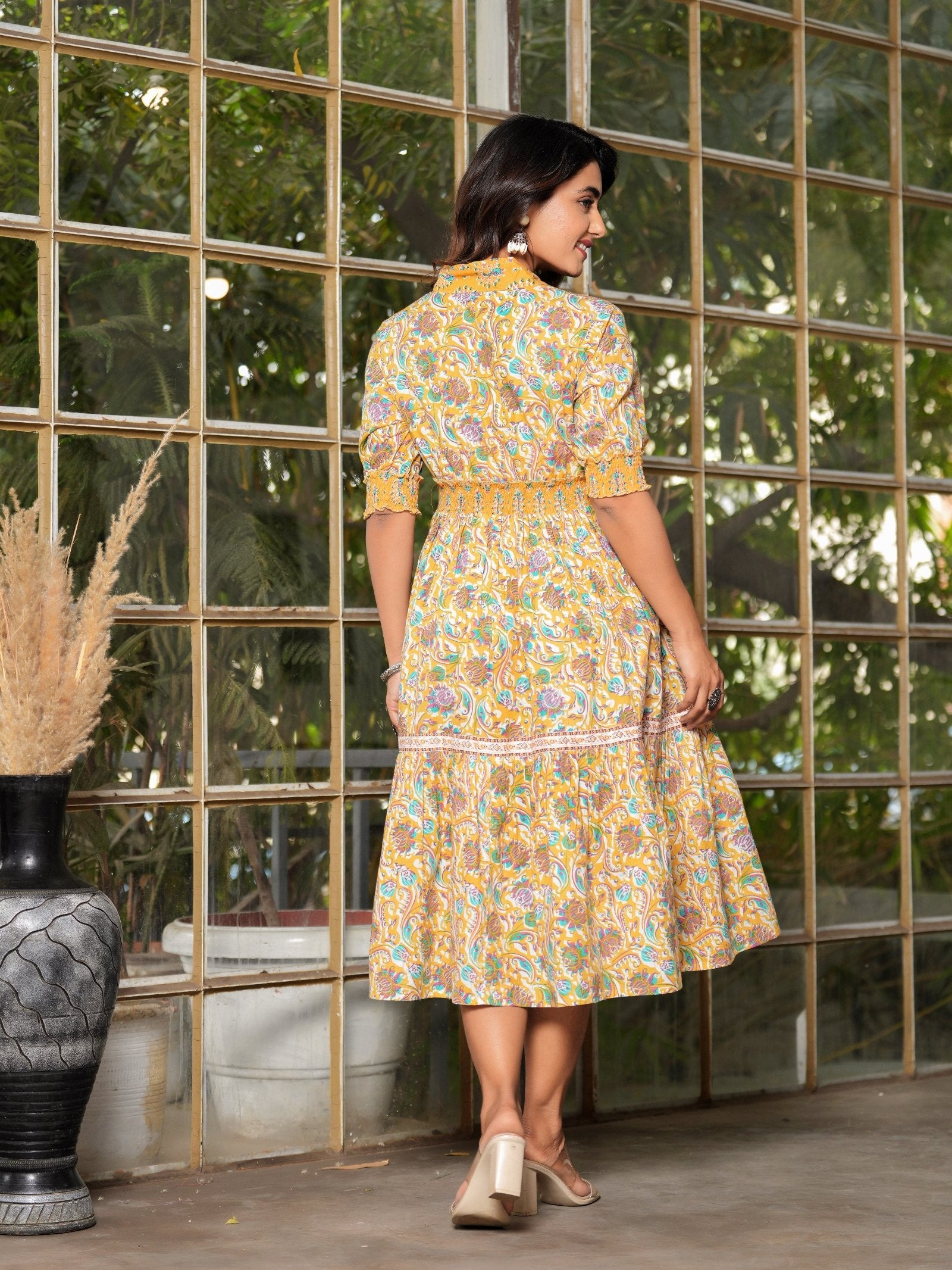 Rangvastra Cotton Floral Tiered Kurta