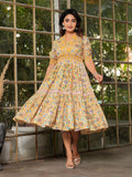 Rangvastra Cotton Floral Tiered Kurta