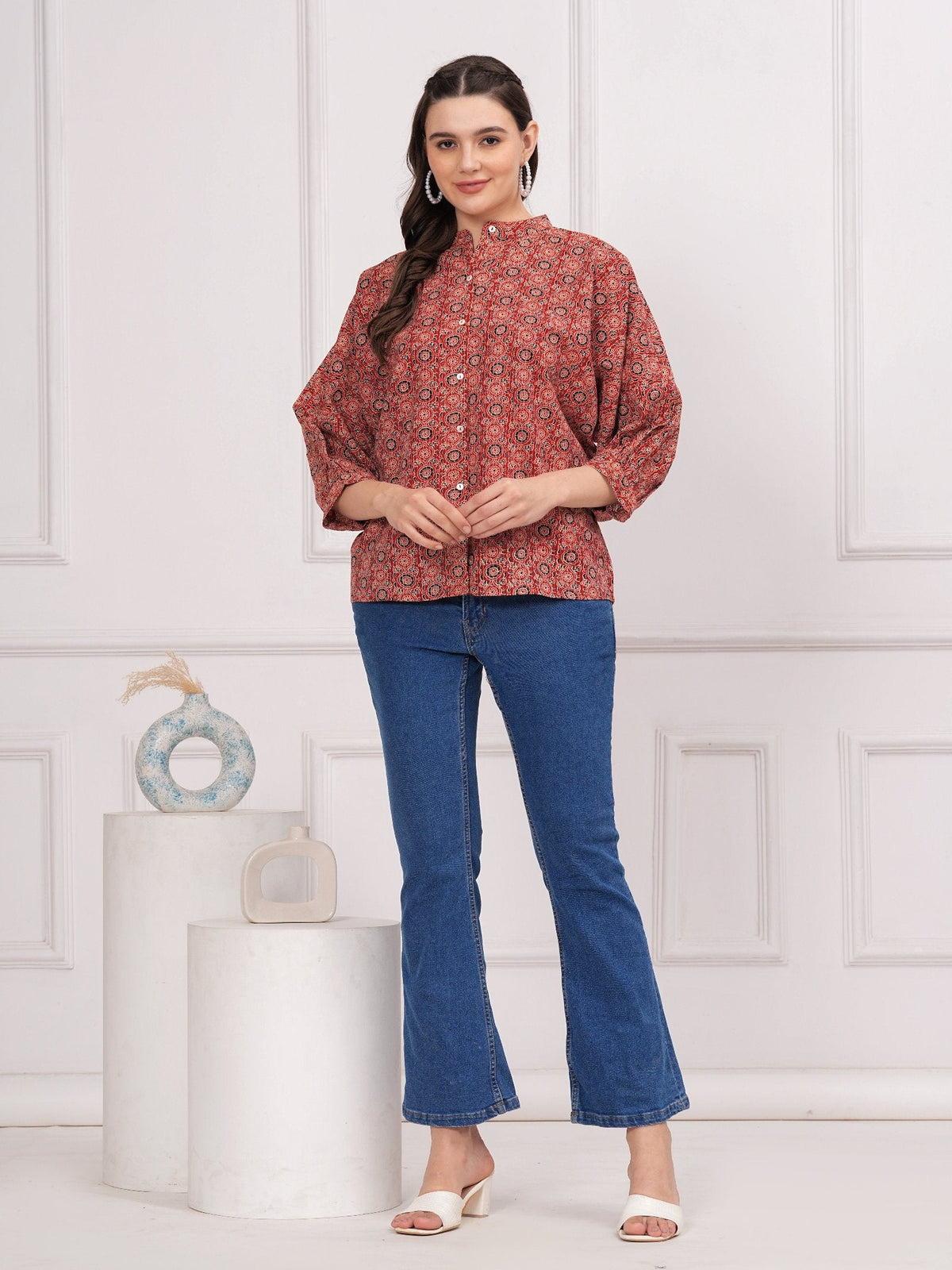 Rangvastra Cotton Katha Printed Top