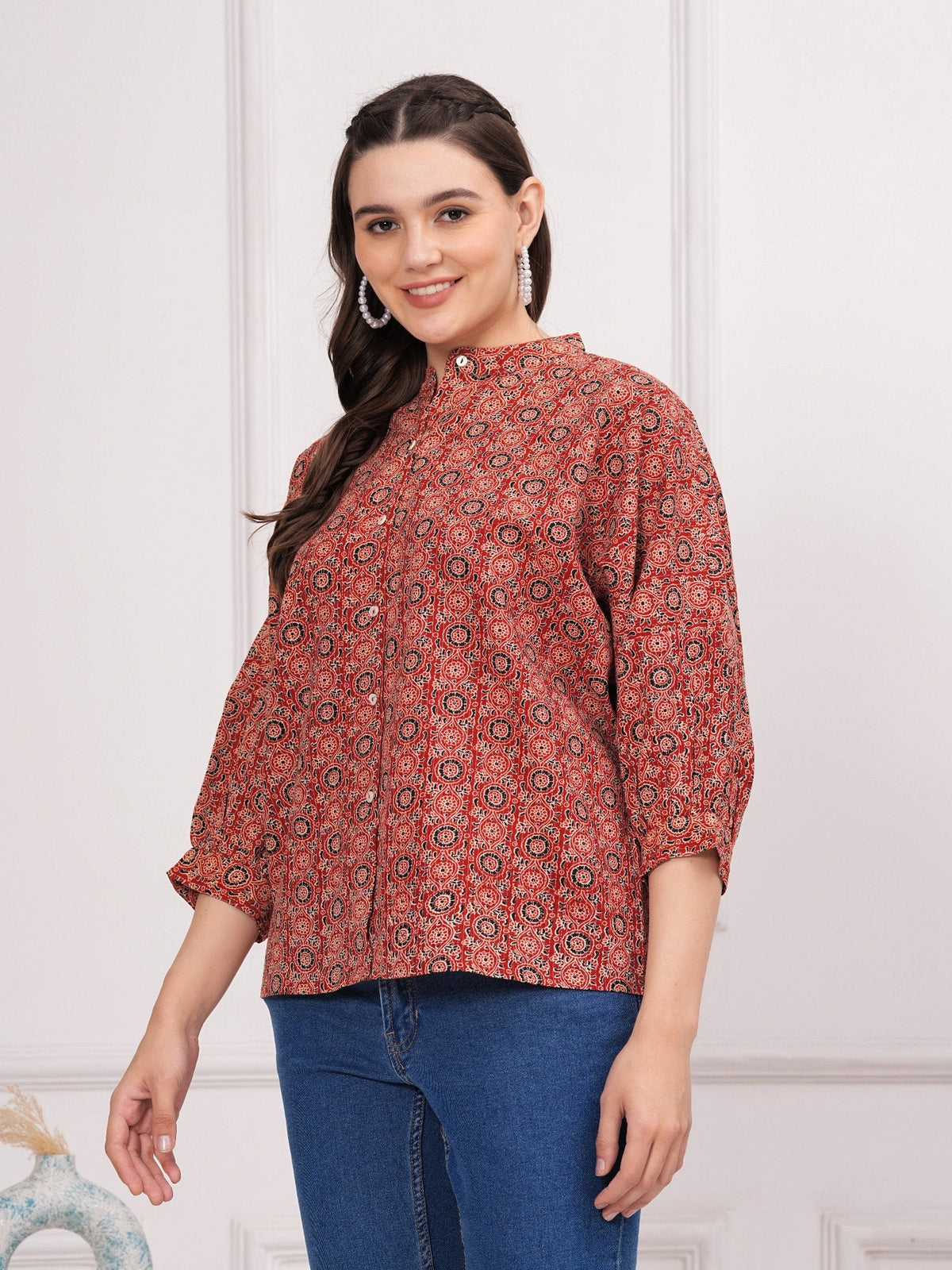 Rangvastra Cotton Katha Printed Top