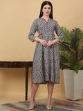 Rangvastra Cotton Katha Floral Printed Kurta with Tassel Work