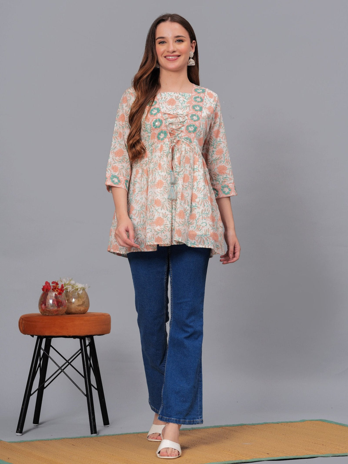 Rangvastra Cotton Floral Printed Top