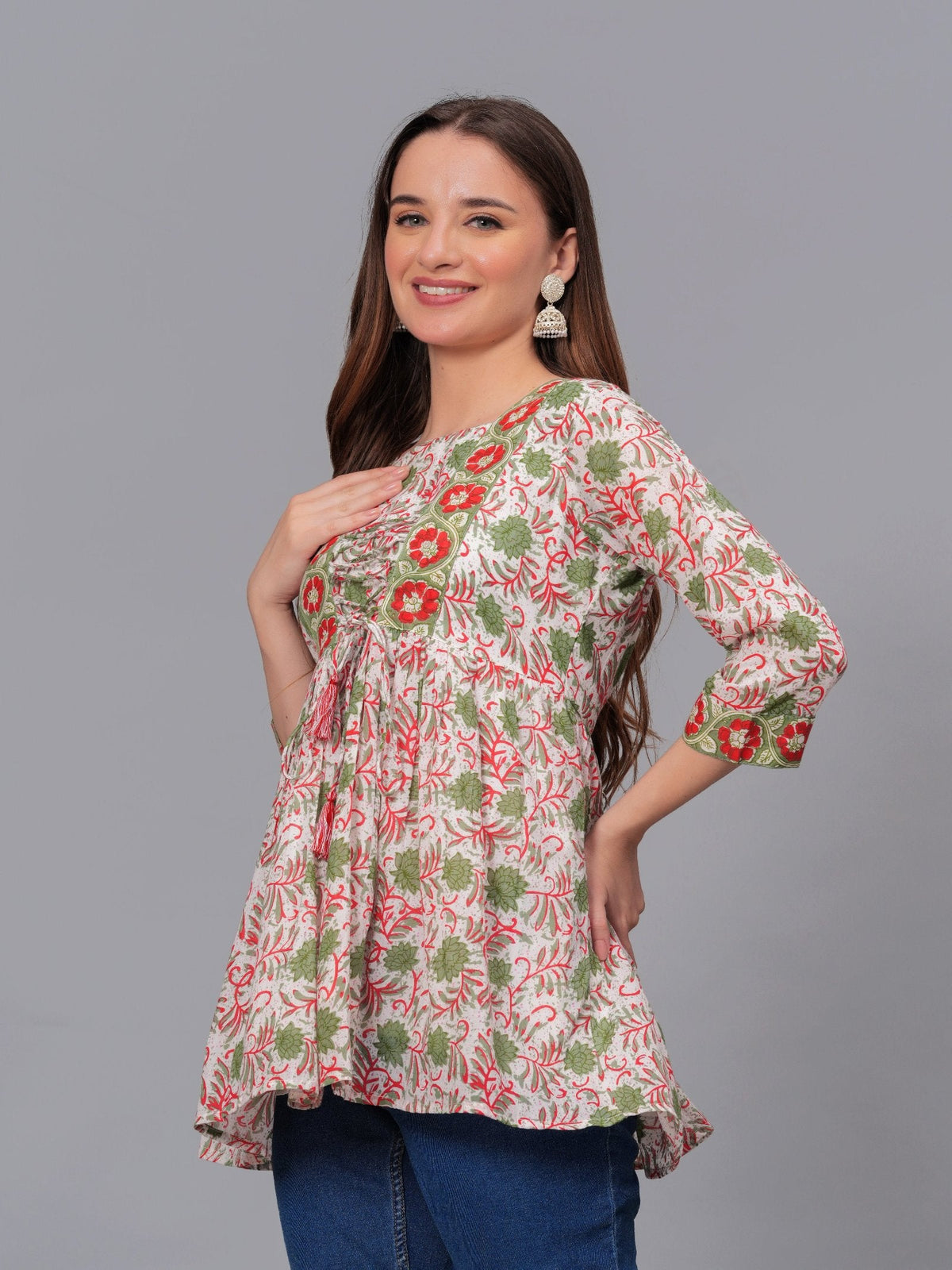 Rangvastra Cotton Floral Printed Top