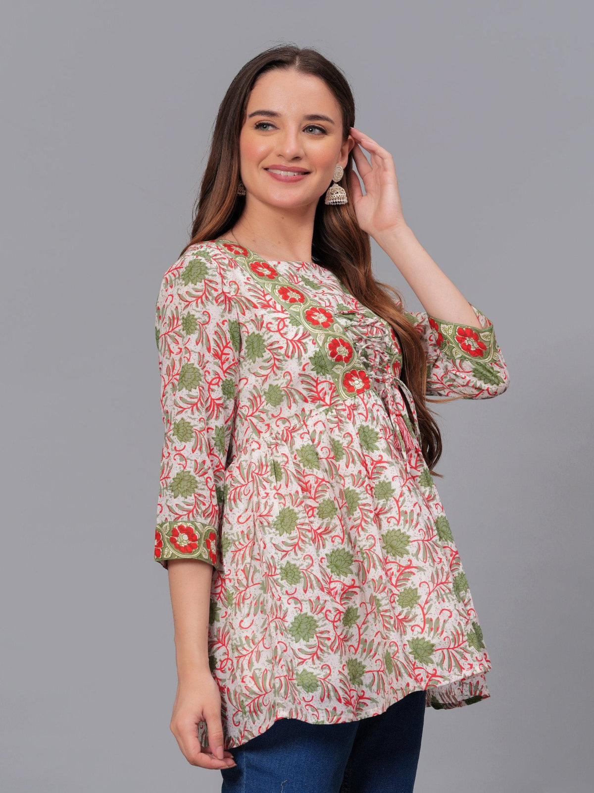 Rangvastra Cotton Floral Printed Top