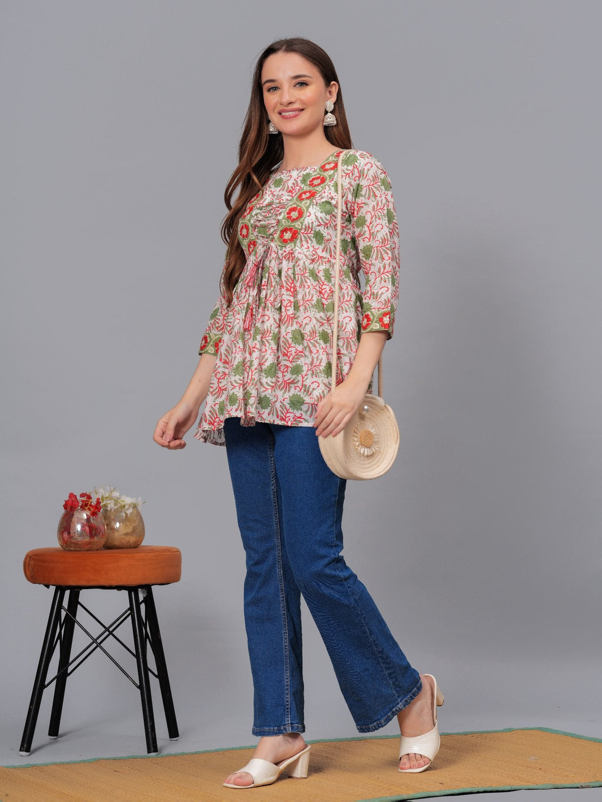 Rangvastra Cotton Floral Printed Top