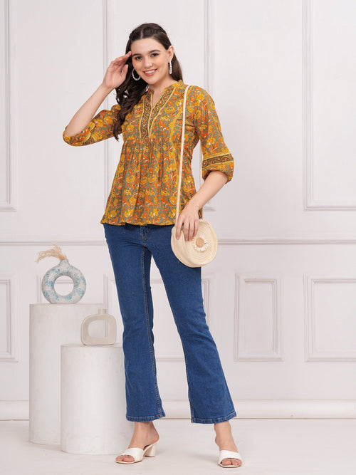 Rangvastra  Cotton Floral Print Top