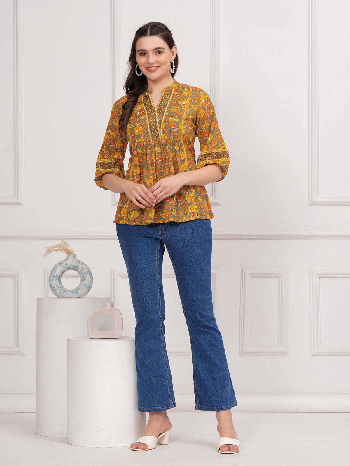 Rangvastra  Cotton Floral Print Top