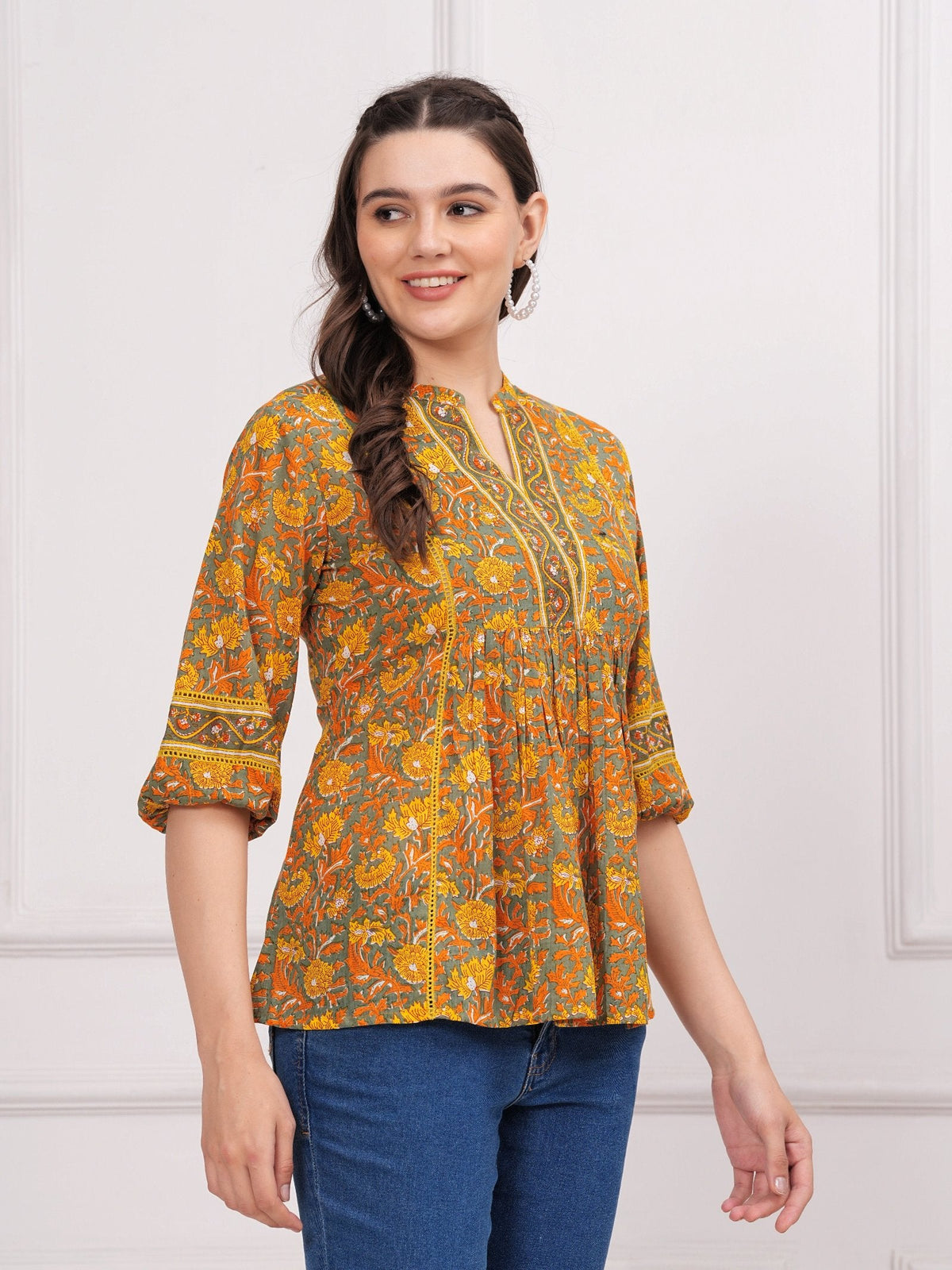 Rangvastra  Cotton Floral Print Top