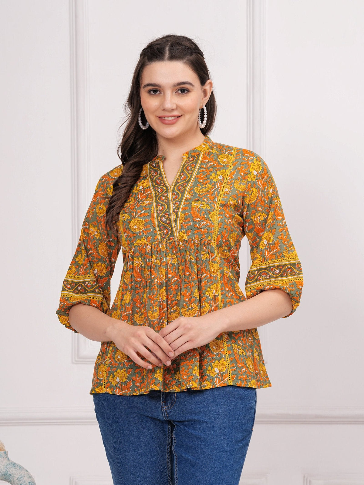 Rangvastra  Cotton Floral Print Top