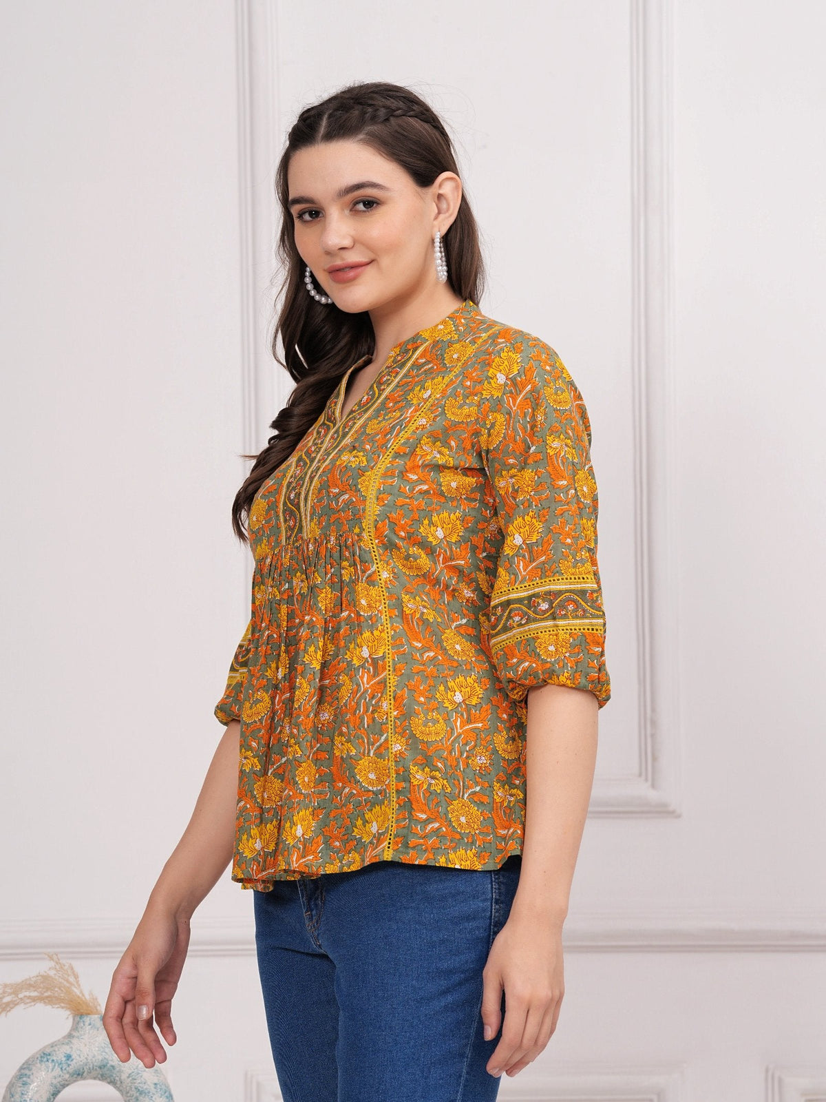 Rangvastra  Cotton Floral Print Top