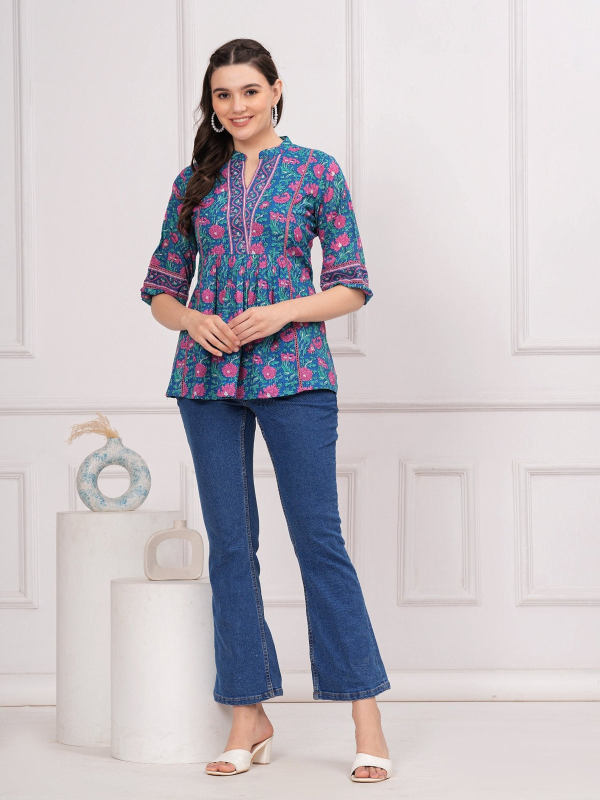 Rangvastra  Cotton Floral Print Top