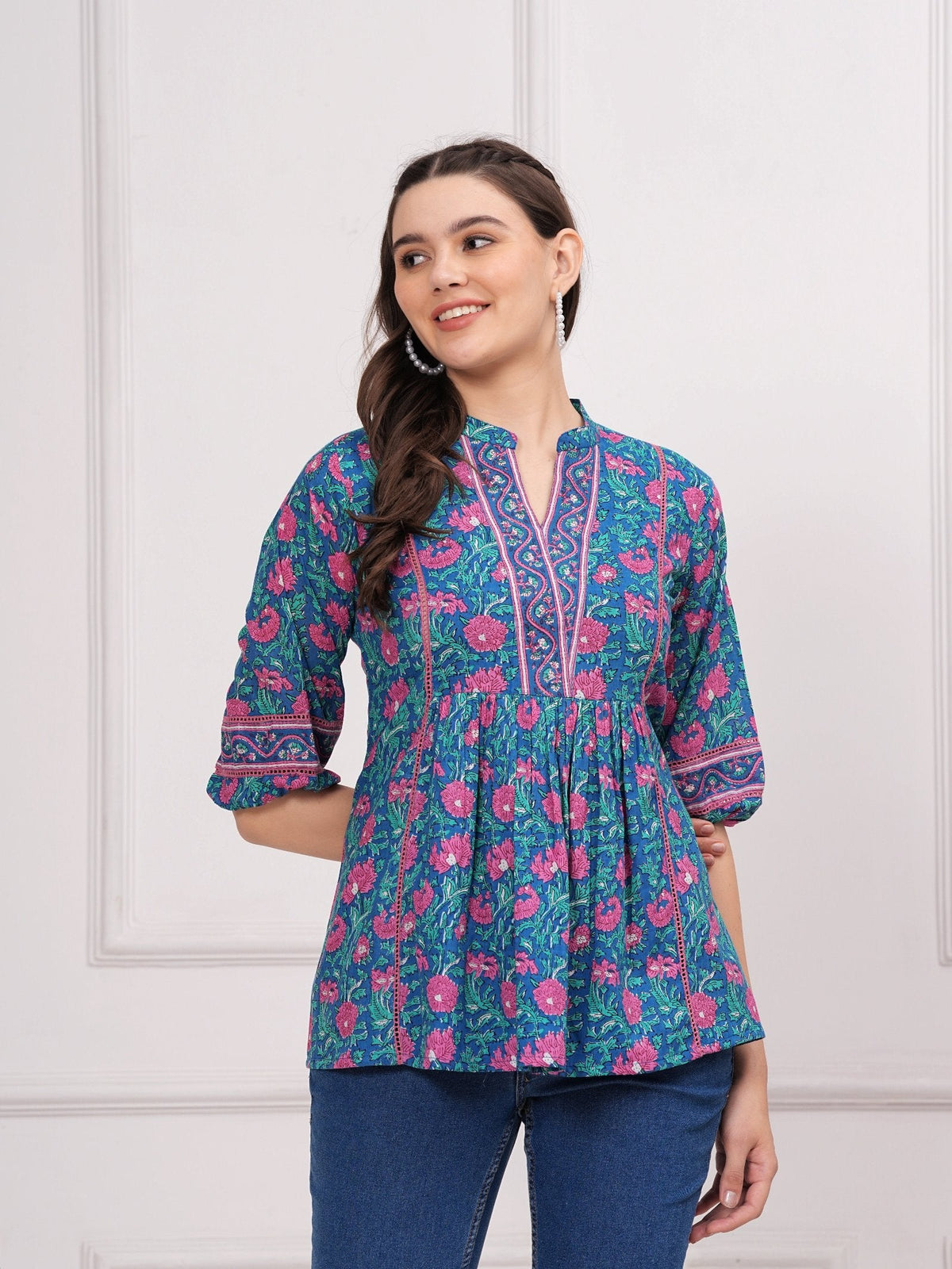 Rangvastra  Cotton Floral Print Top