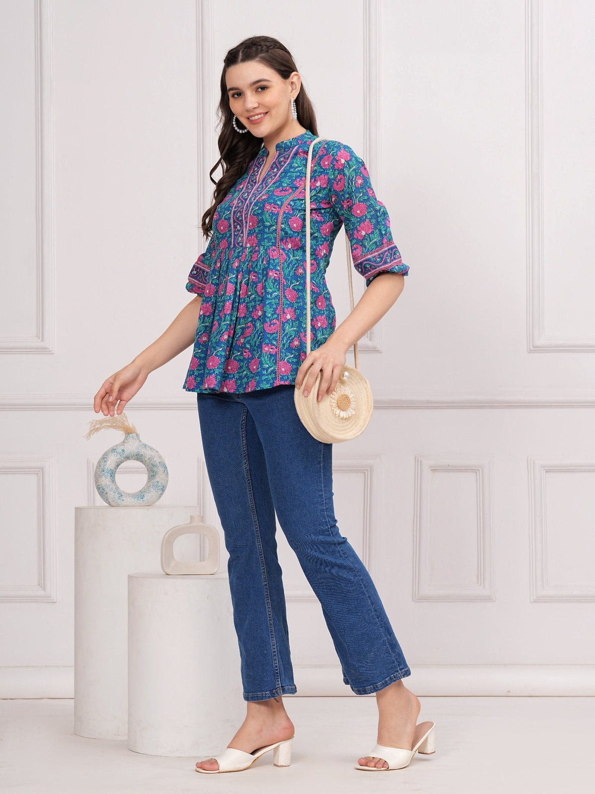 Rangvastra  Cotton Floral Print Top