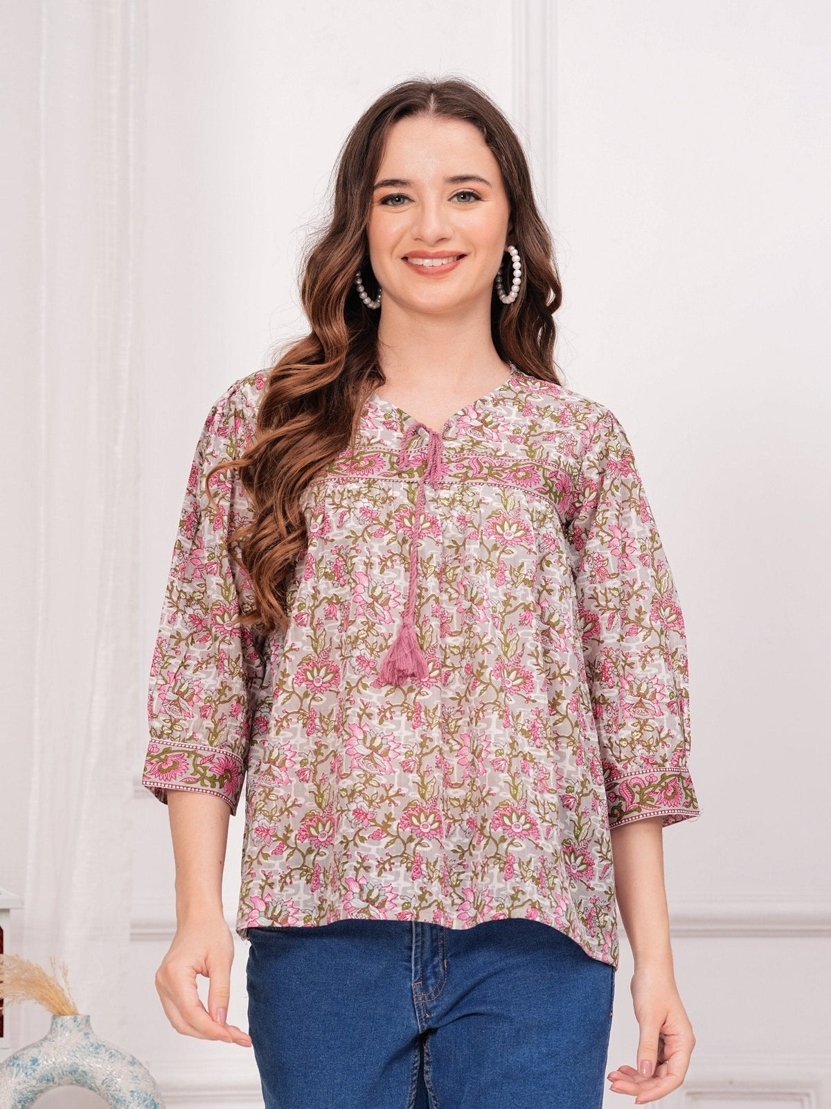 Rangvastra Cotton Floral Printed Top
